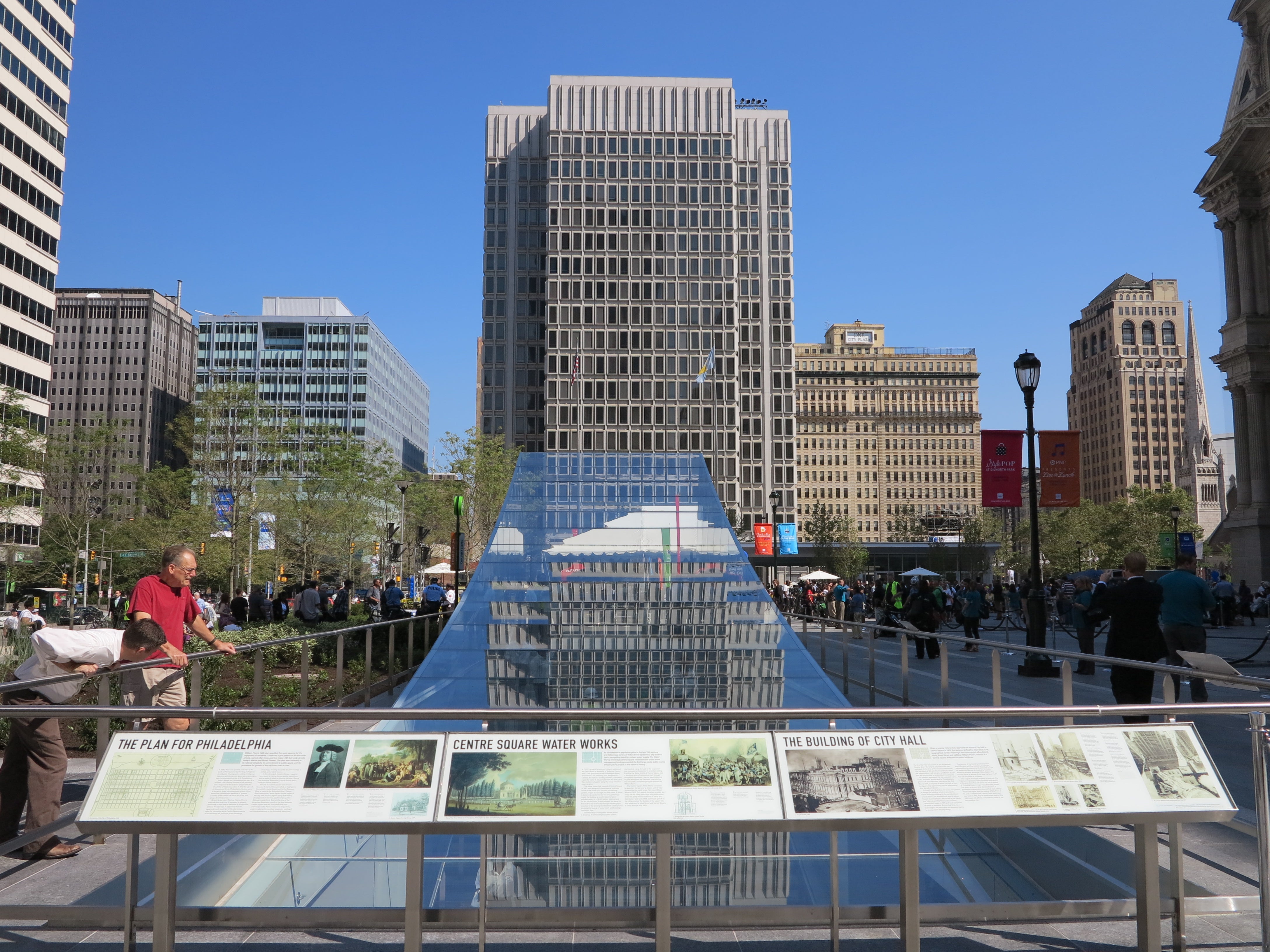 Glass headhouses offer a reflective and luminous SEPTA entrance