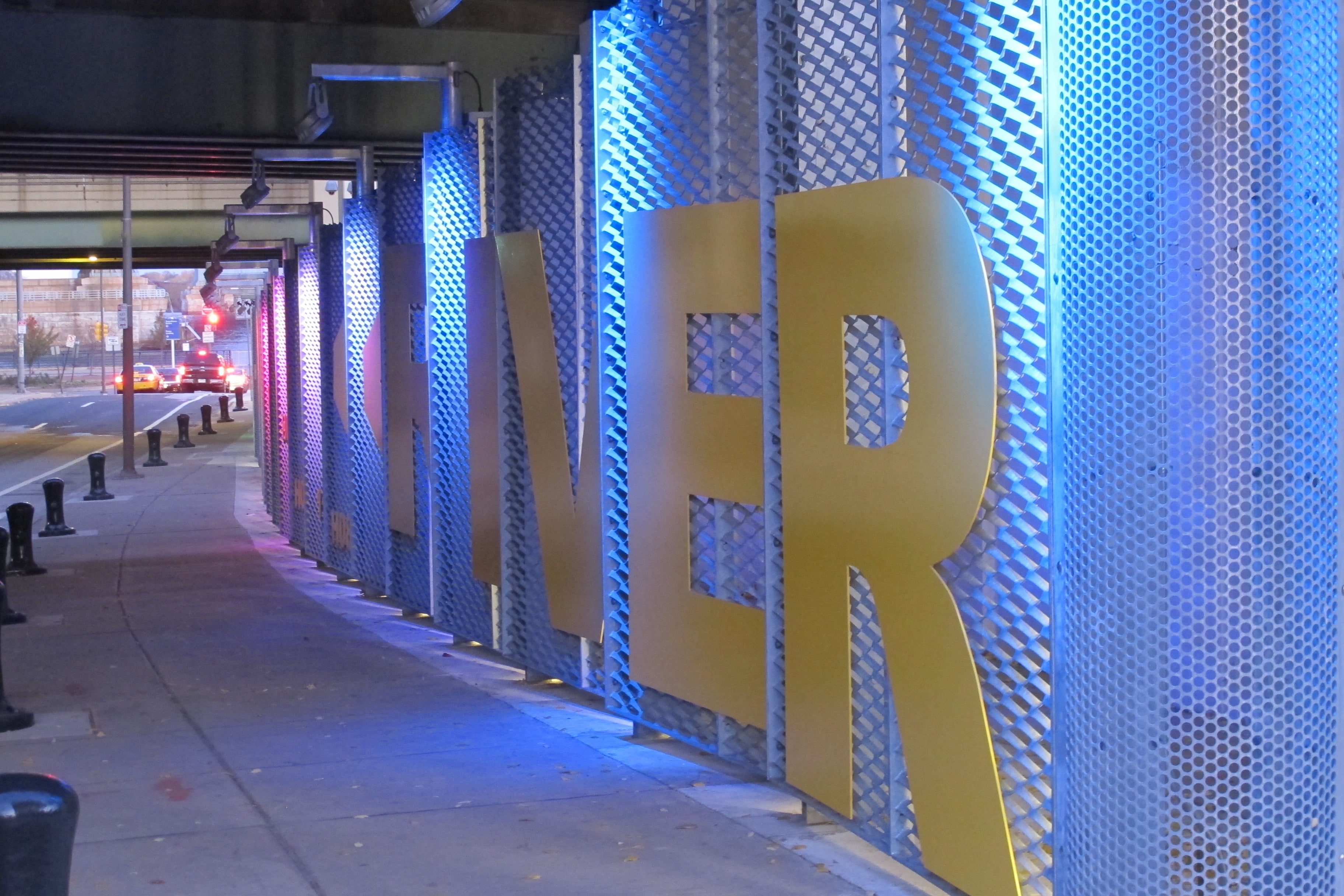 (The south side of the Race Street Connector points toward the river.)