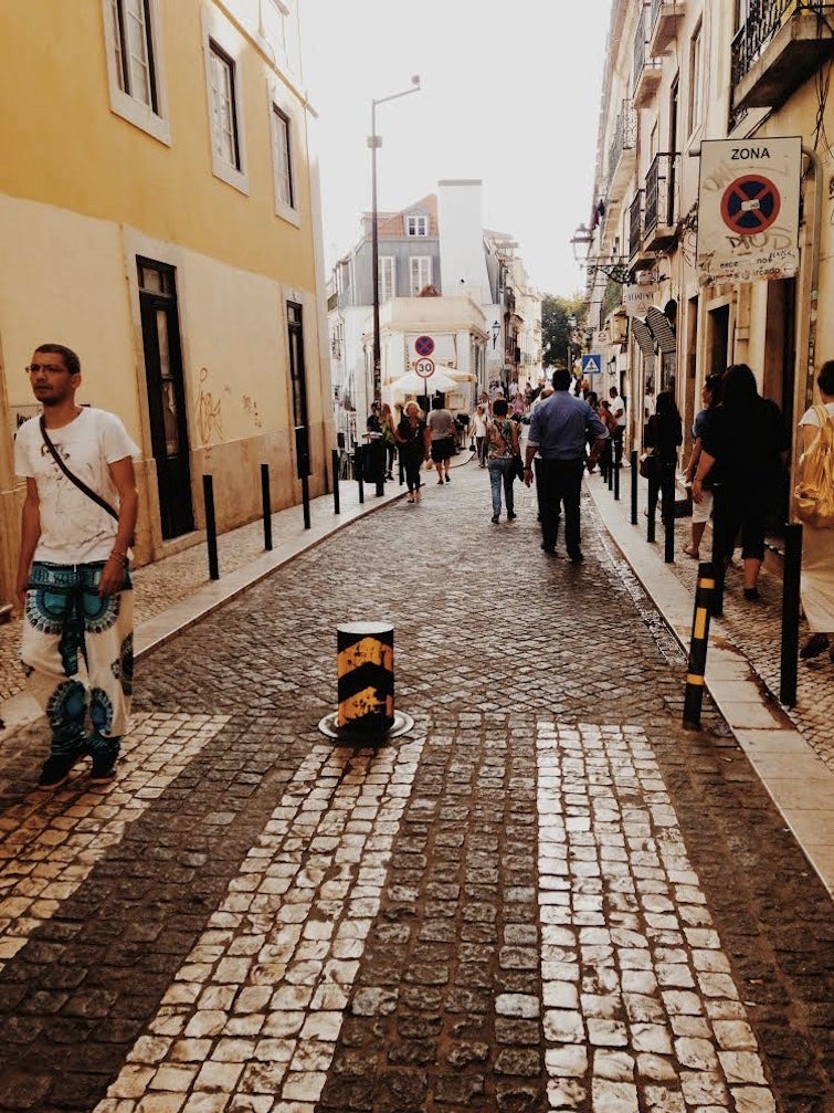 Filtered permeability: a retractable bollard allows for restricted car access when desired.