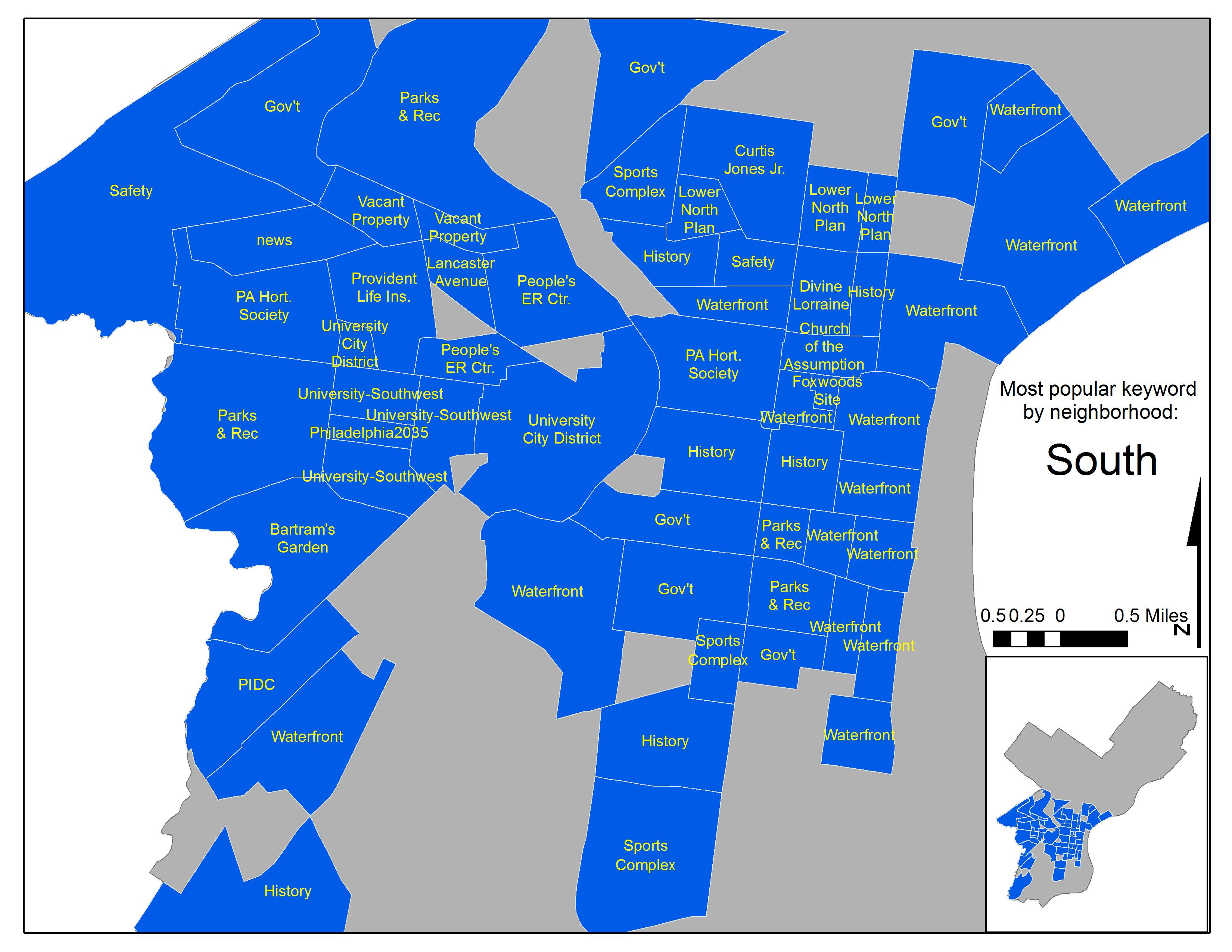  Figure 5: Most common PlanPhilly keyword by neighborhood - 2