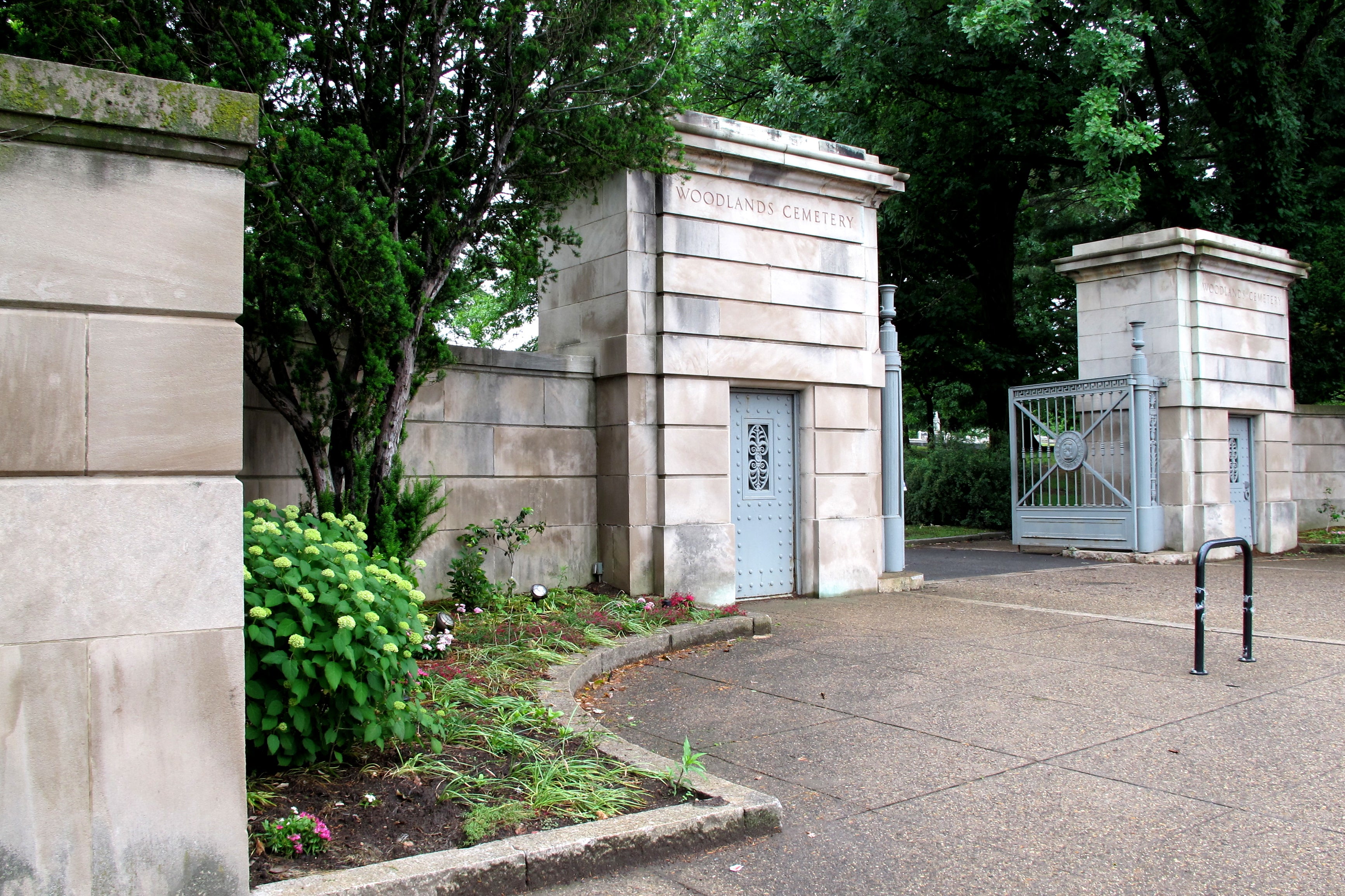 Paul Cret's gates to The Woodlands along Woodland Avenue