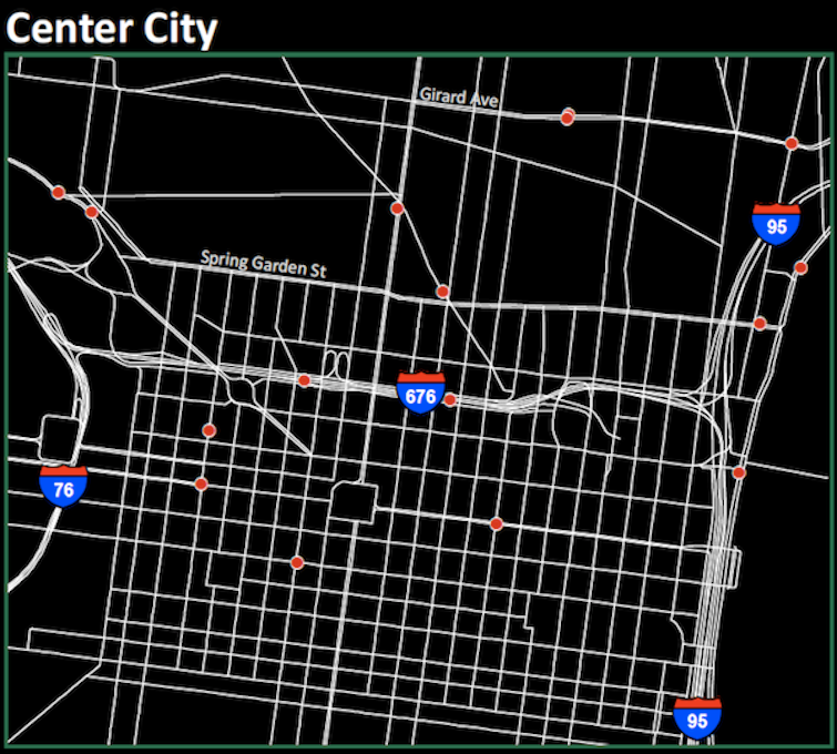 Pedestrian deaths - Center City 2008-2012