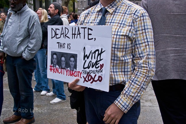 Rally Against Hate, LOVE Park, September 2014 | Rob Lybeck, EOTS Flickr group