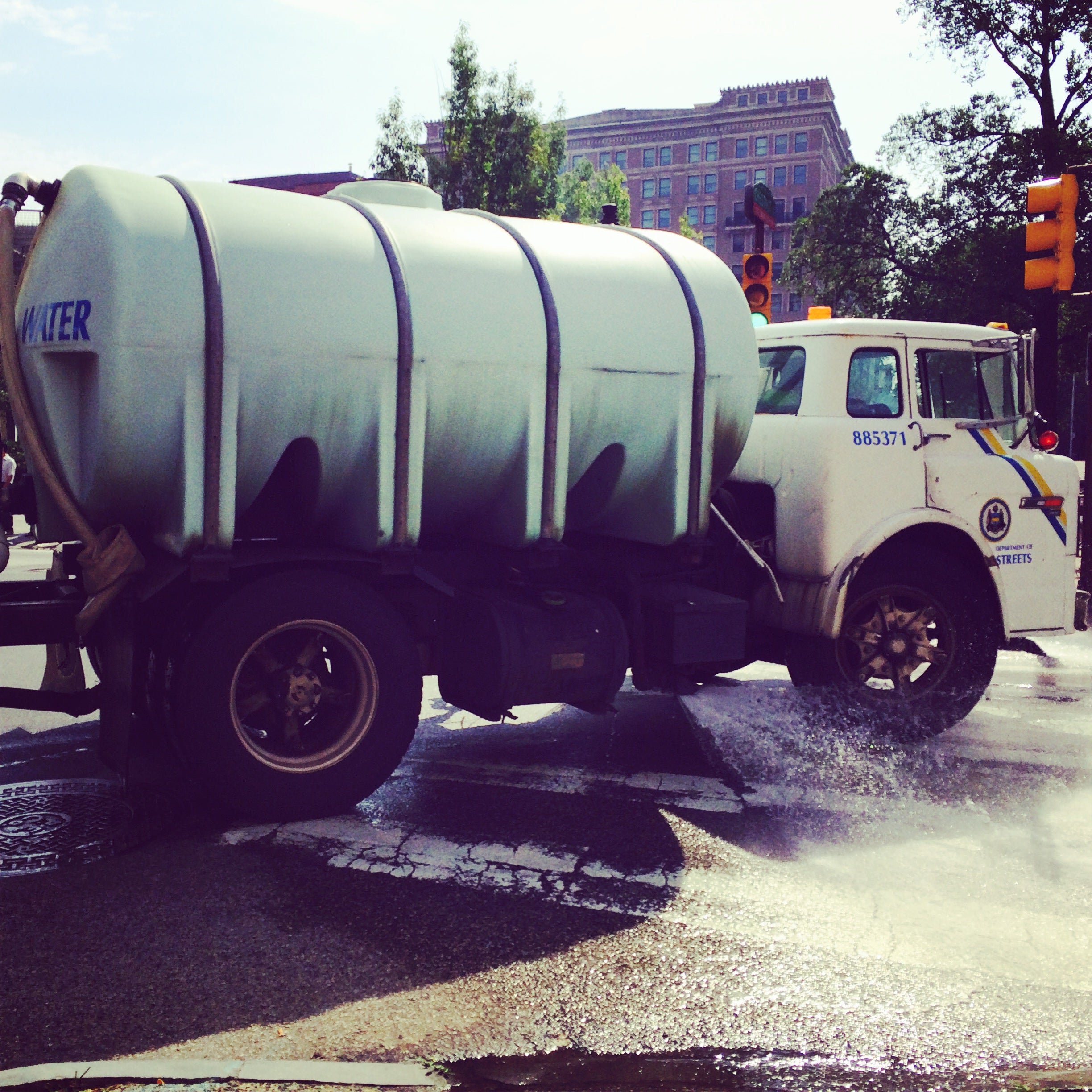 Street washing near Independence Hall, 2014