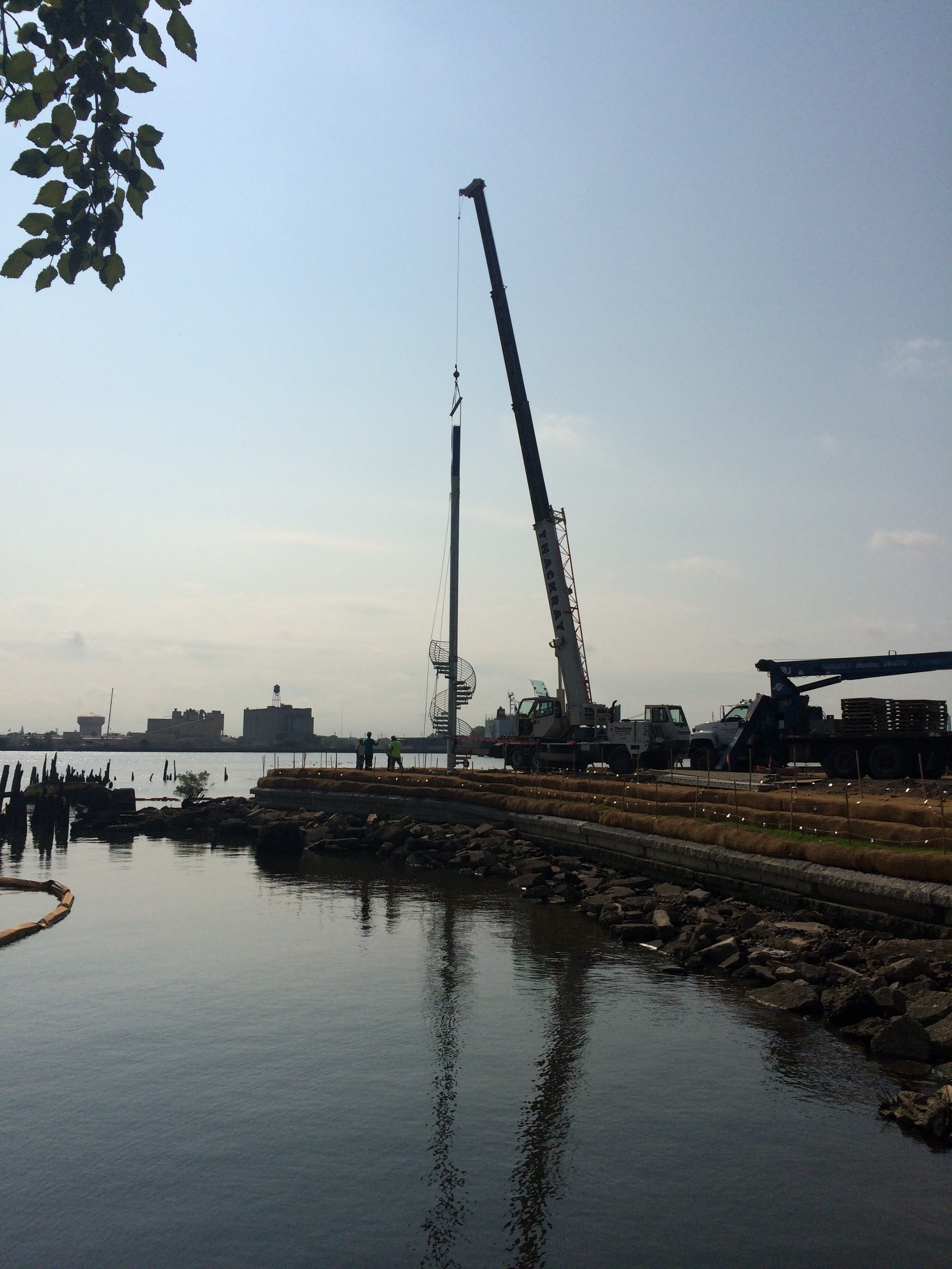 Under construction Pier 53 gets its Land Buoy sculpture, by artist Jody Pinto. DRWC Photo