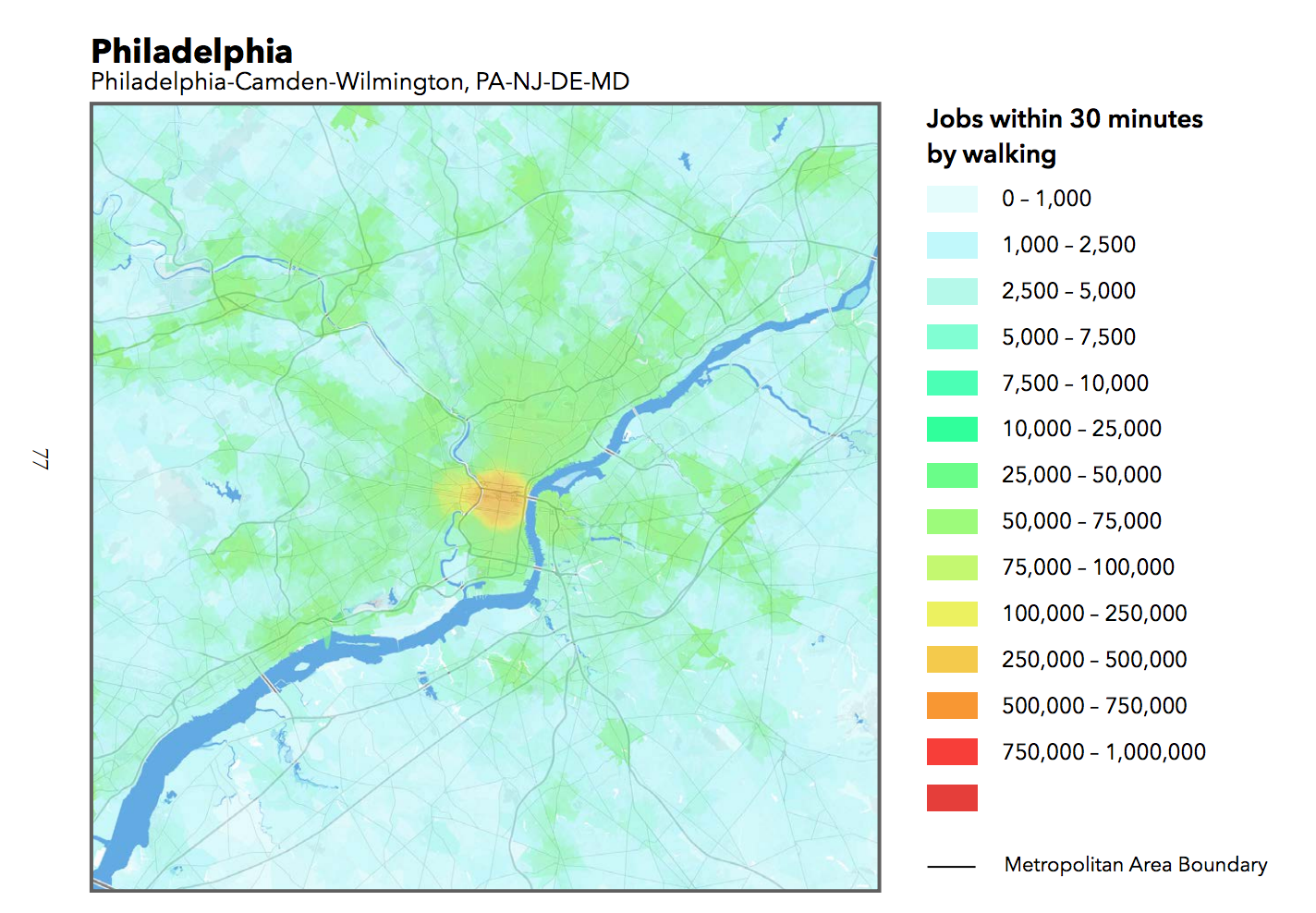 Philly gets high marks on walkable access to jobs. What policies