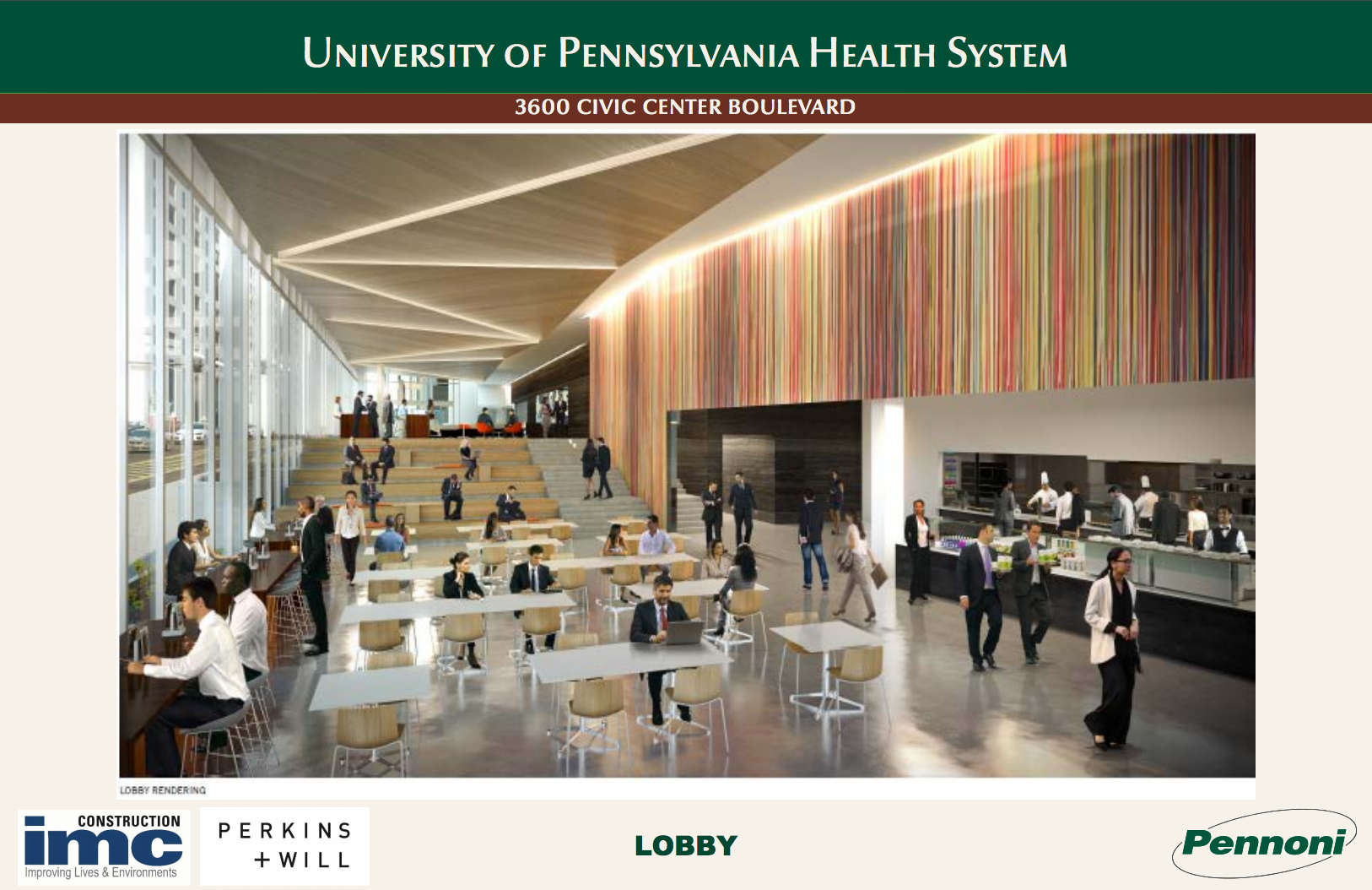 3600 Civic Center Blvd, Lobby rendering | August 2016 CDR | IMC, Perkins + Will, Pennoni