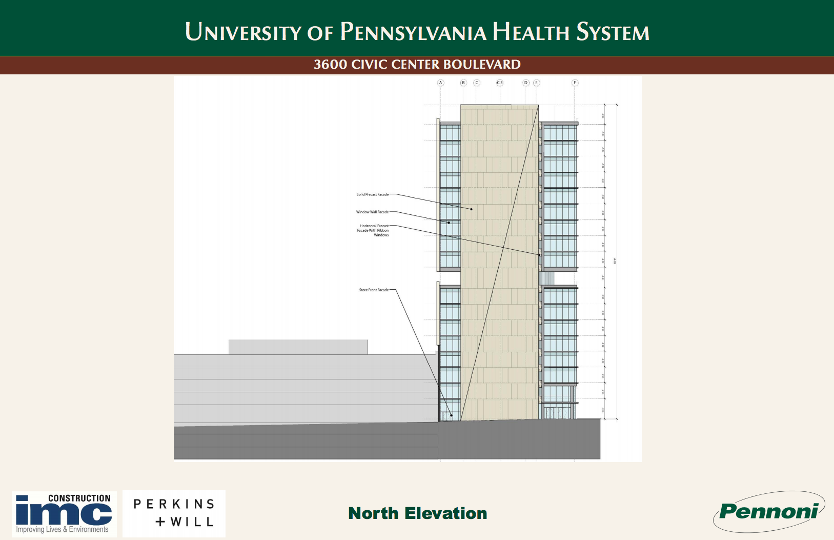 3600 Civic Center Blvd, North Elevation | August 2016 CDR | IMC, Perkins + Will, Pennoni