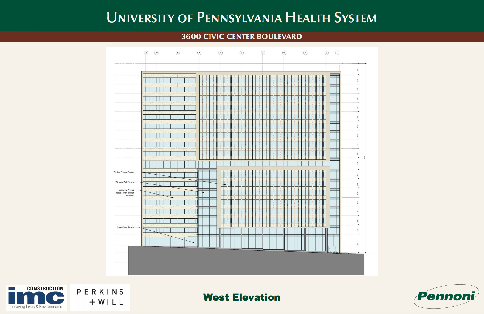 3600 Civic Center Blvd, West Elevation | August 2016 CDR | IMC, Perkins + Will, Pennoni