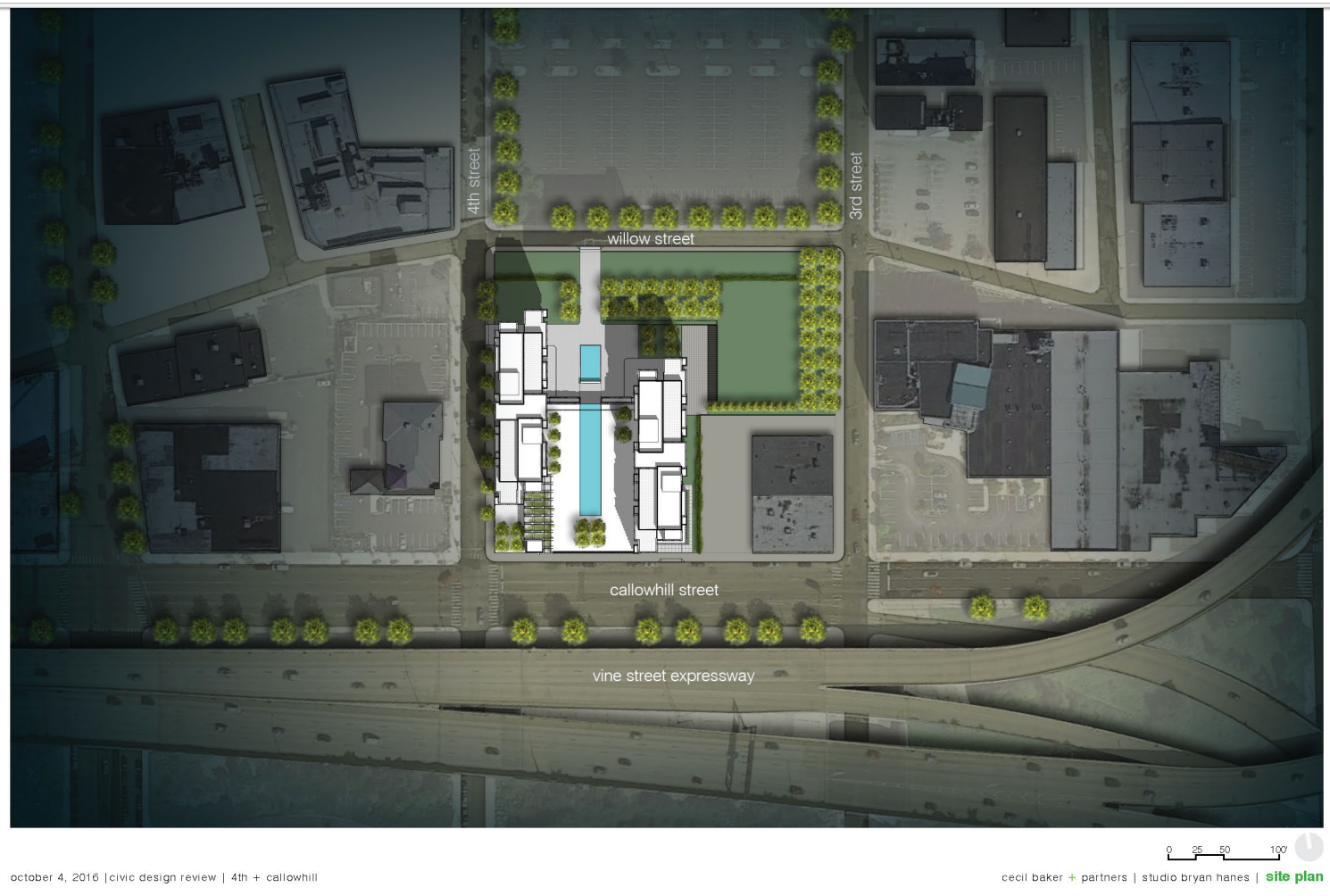 4th + Callowhill: site plan | Cecil Baker, Studio Bryan Hanes - CDR presentation Oct. 2016