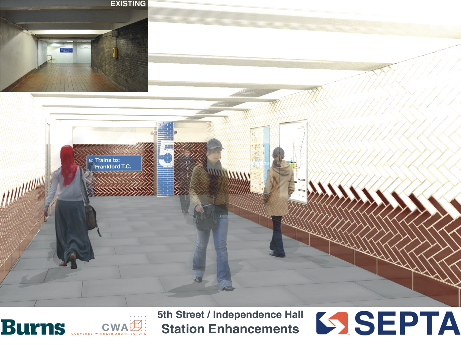 5th Street / Independence Hall: Mezzanine rendering | courtesy of SEPTA