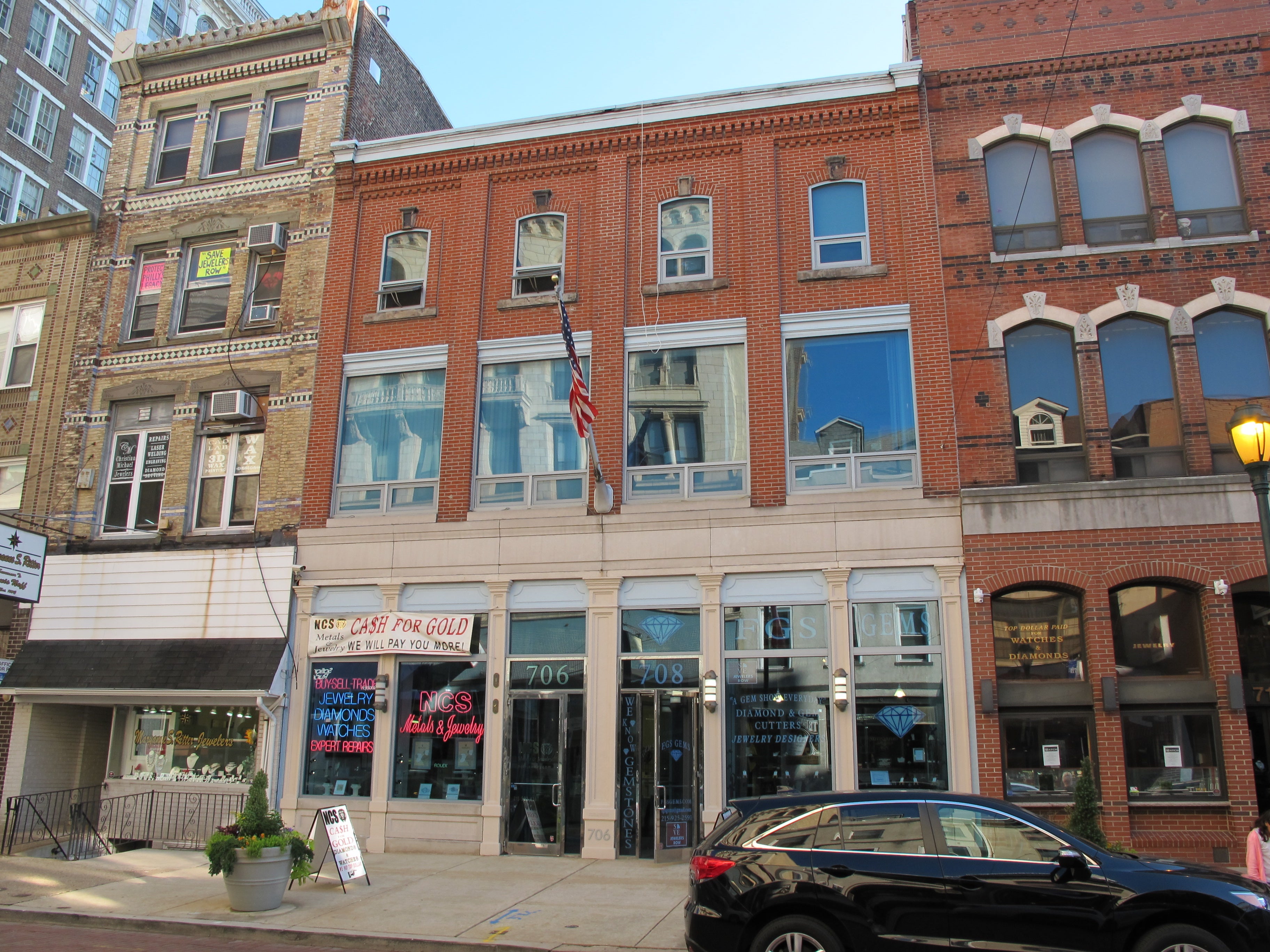 Jewelers' Row (704-708 Sansom St.), as it appeared in September 2016.
