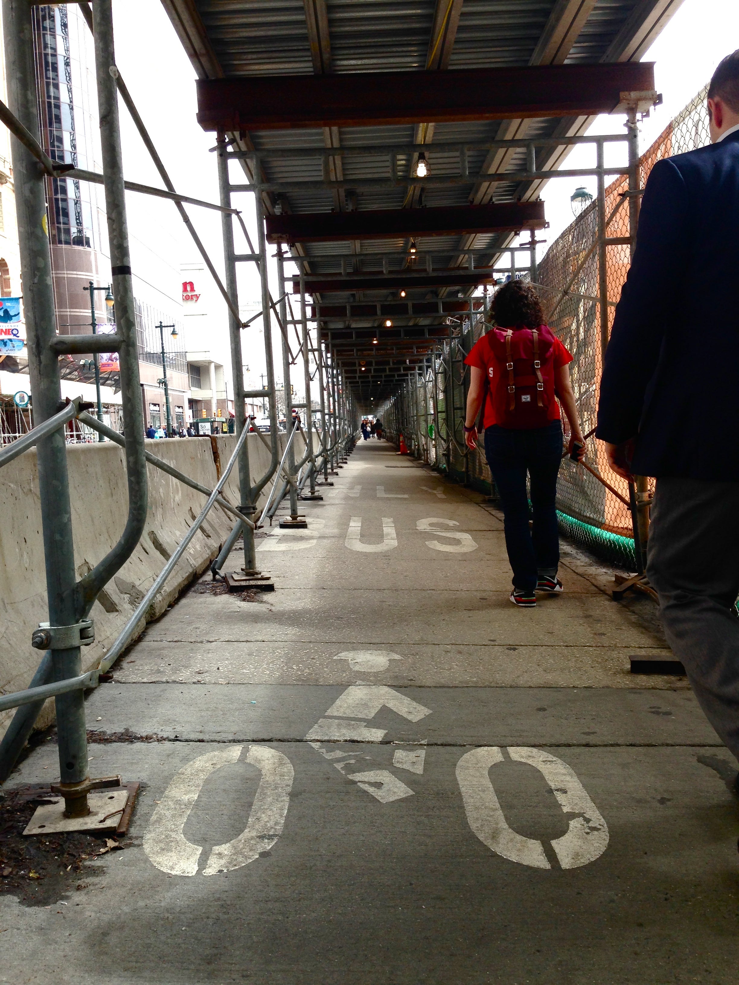 Accidental protected bike lane at East Market development