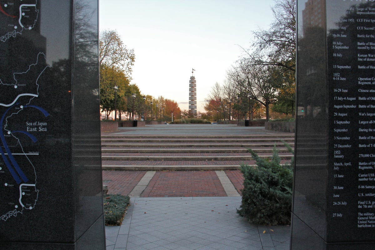 Foglietta Plaza view from Korean War Memorial, November 2016 | 6 Emma Lee / WHYY