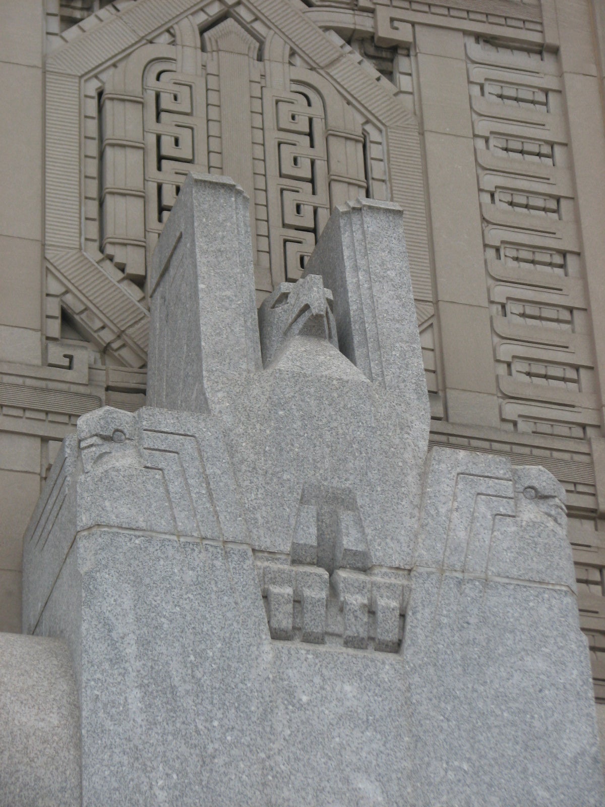 An American eagle caps the main entrance to the former post office building at 30th and Market Streets.