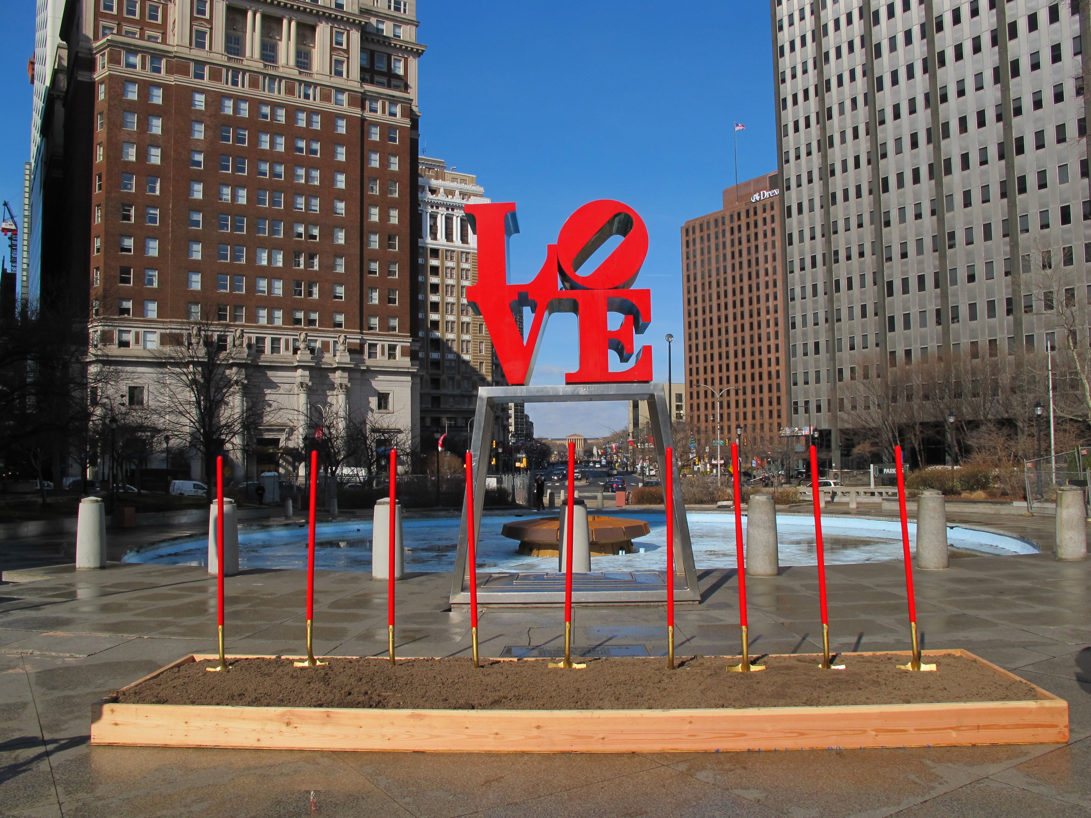 LOVE Park groundbreaking, February 2016: Shovels ready