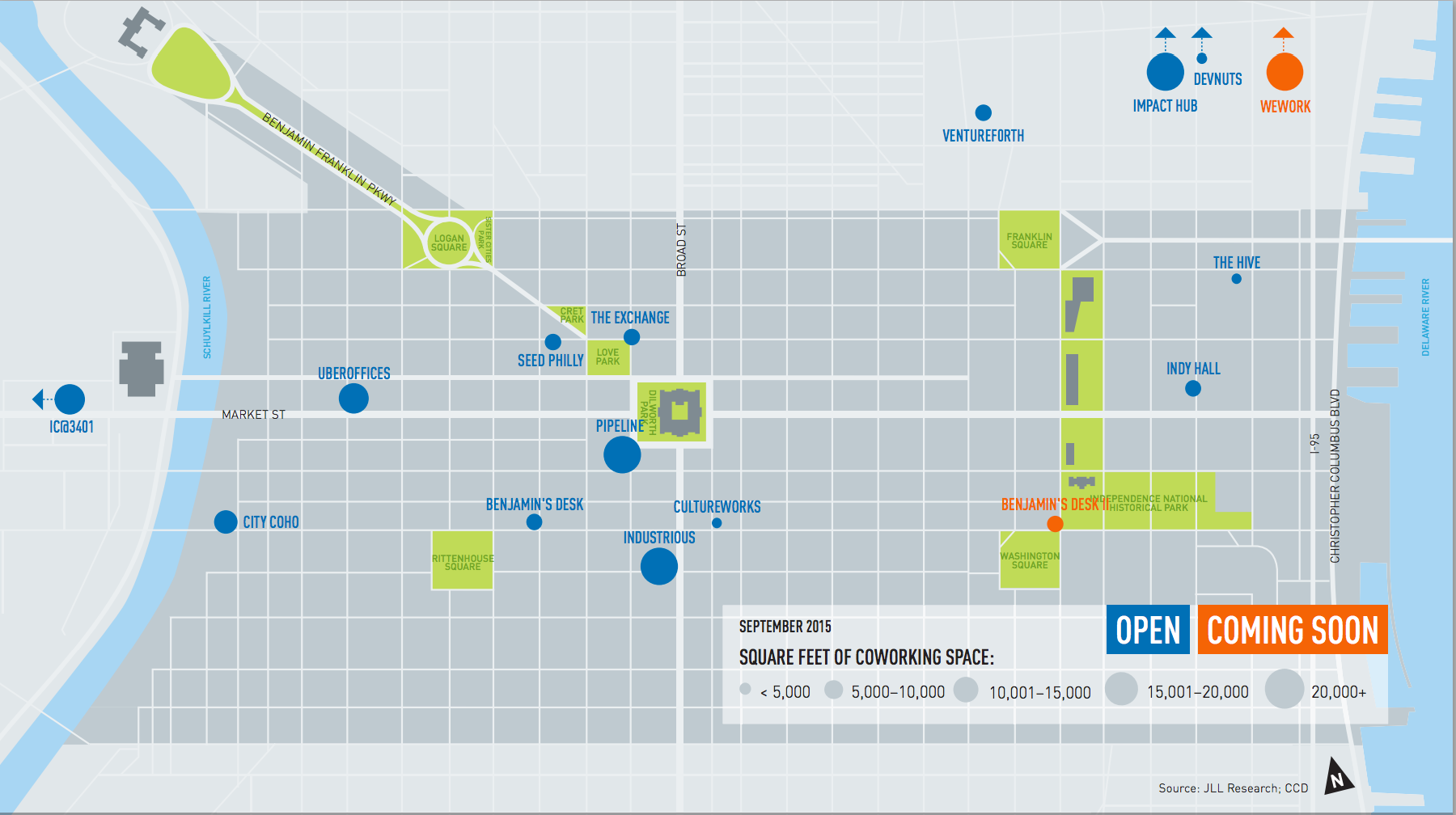 Map of coworking spaces | Center City District