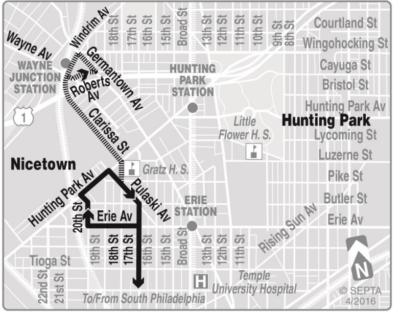 New Route 2 extension during peak hours to Wayne Junction Station