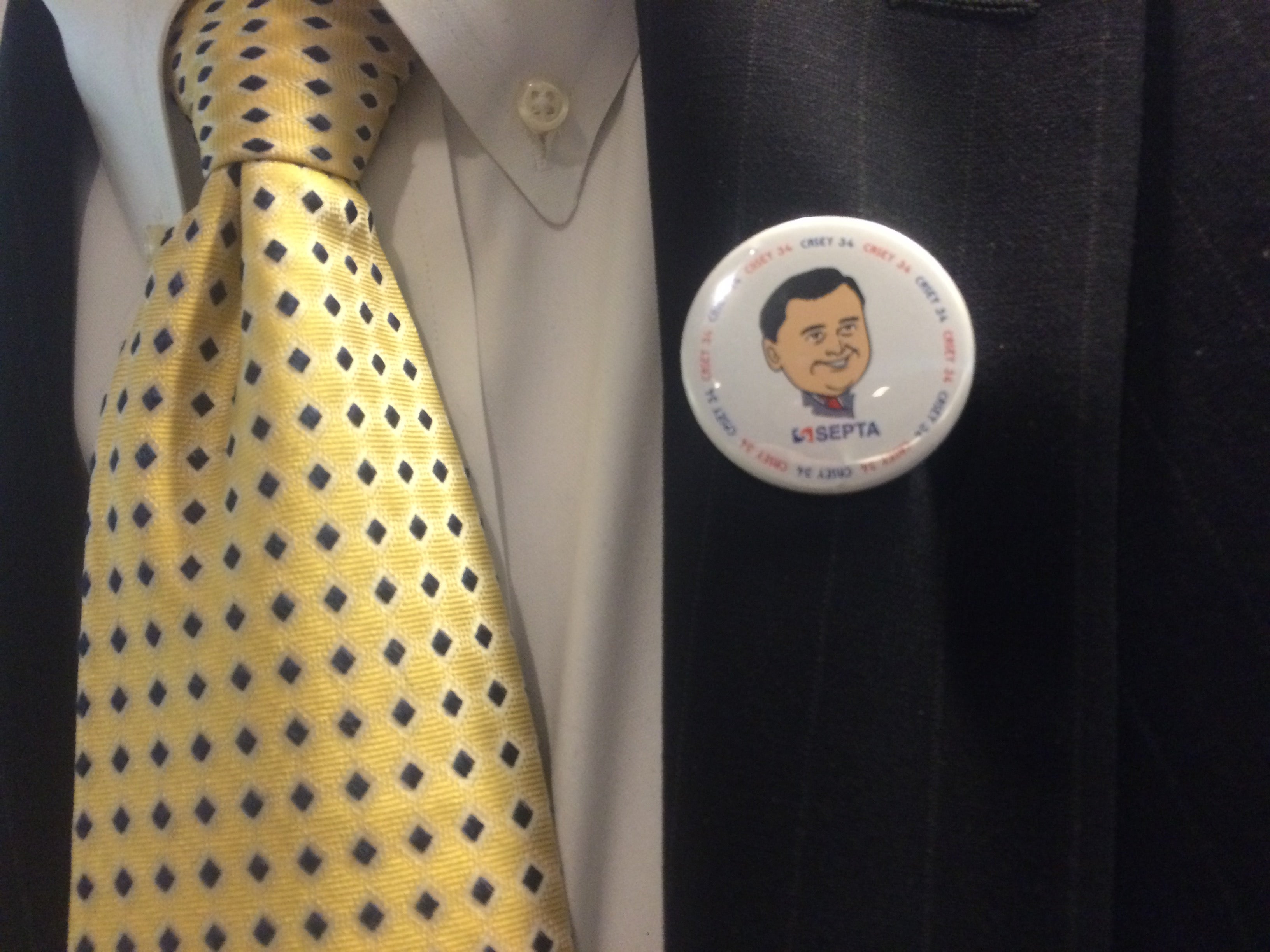 New SEPTA GM Jeff Knueppel sports a Joe Casey button