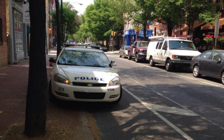 Police car in bike lane
