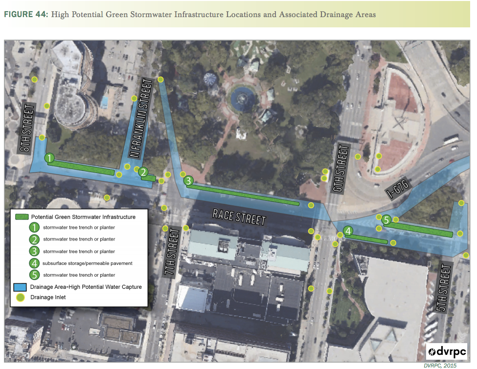 Proposed stormwater management improvements along Race Street