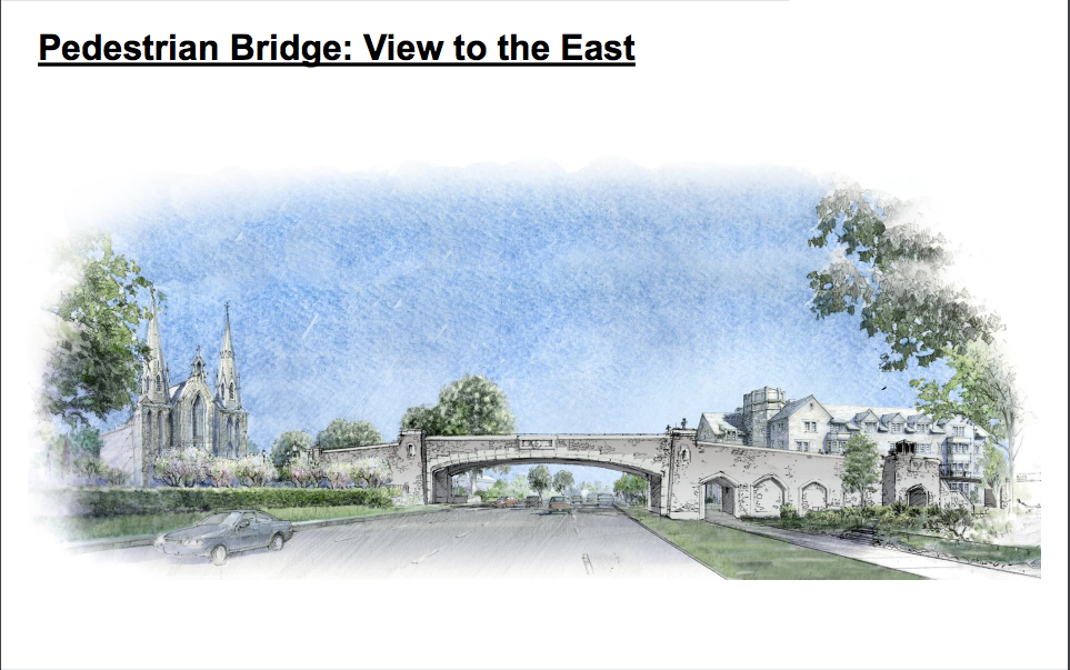 Rendering of the proposed pedestrian bridge over Lancaster Avenue