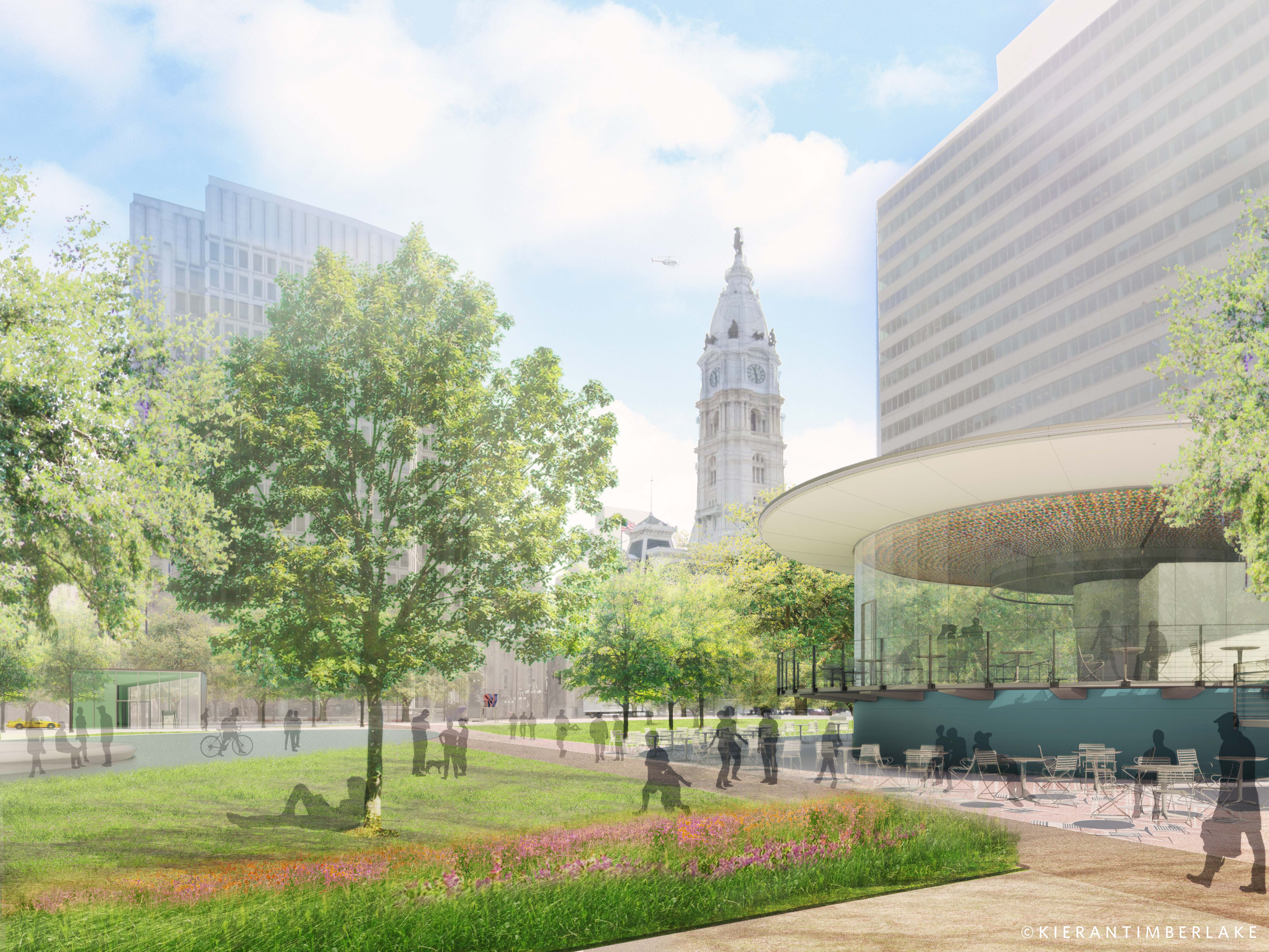 Rendering of Welcome Center seating terrace | Kieran Timberlake