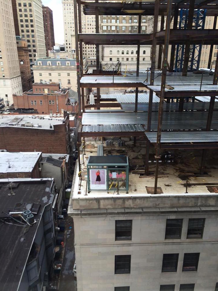 Rooftop bus stop from neighboring building, courtesy of Sylvia Palms of Locus Partners