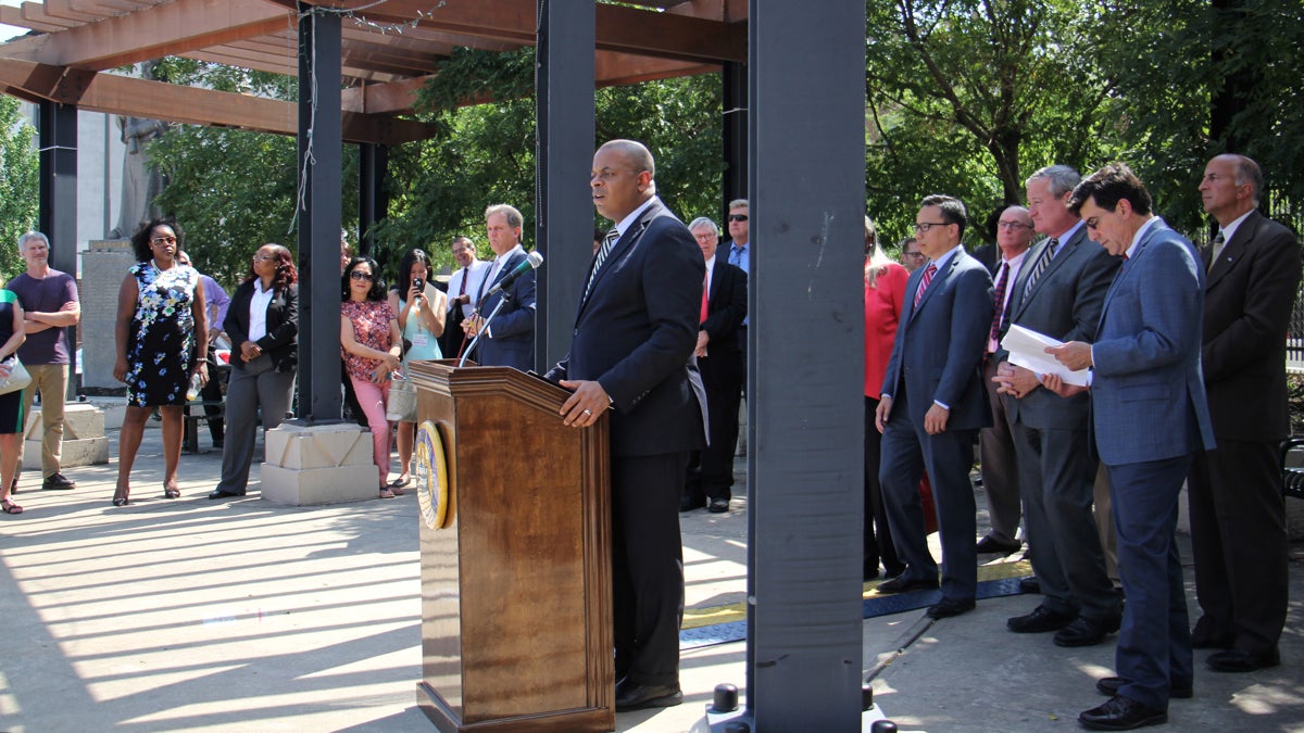 U.S. Transportation Secretary Anthony Foxx announces that Philadelphia is one of four cities to win his department’s “Every Place Counts” design challenge. 