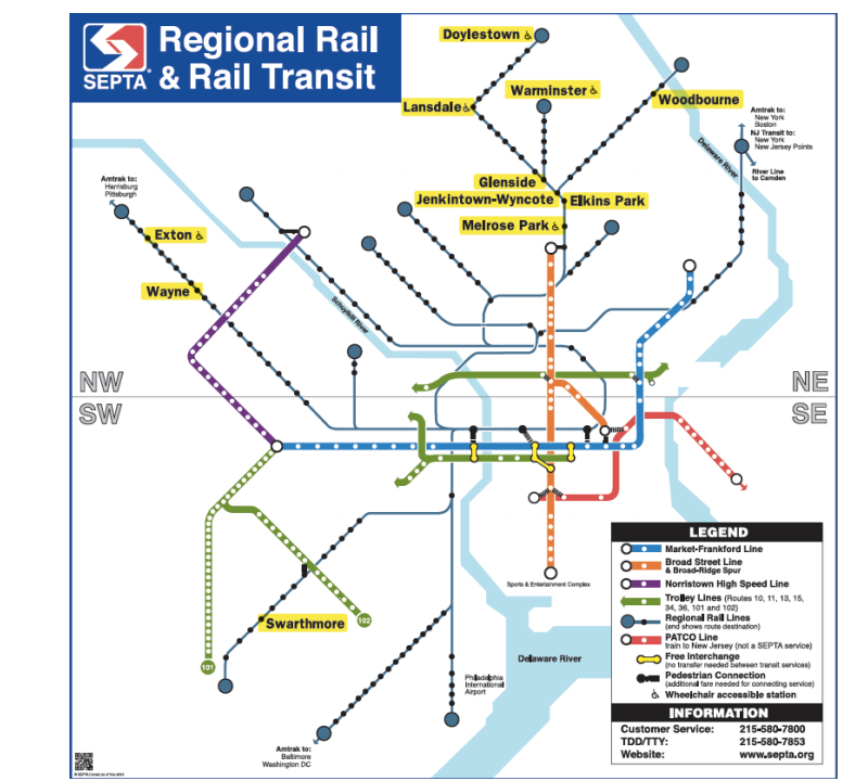 SEPTA Regional Rail Stations included in Uber promotion highlighted