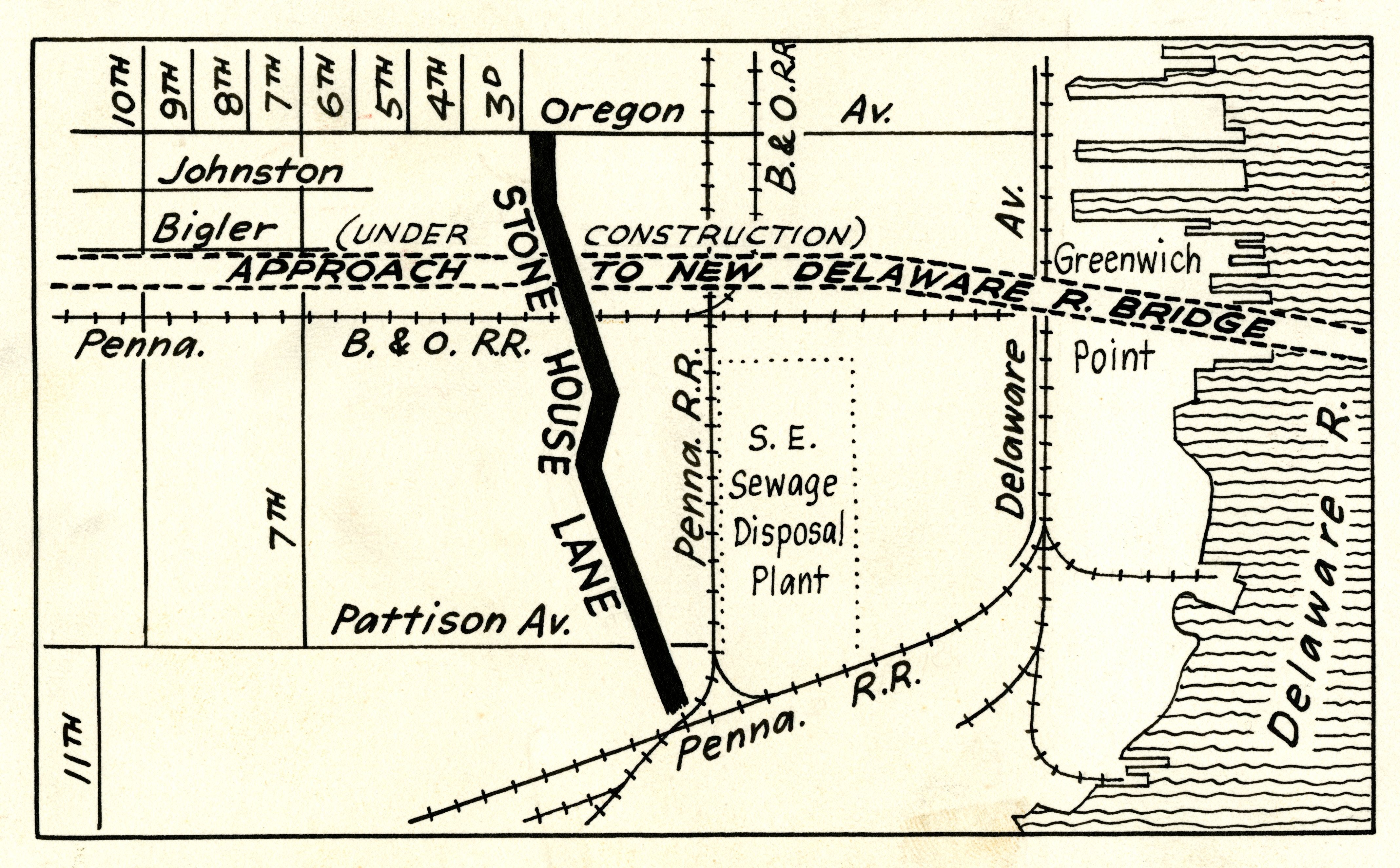 Stonehouse Lane map, October 1954, Evening Bulletin | Special Collections Research Center, Temple University Libraries, Philadelphia, PA