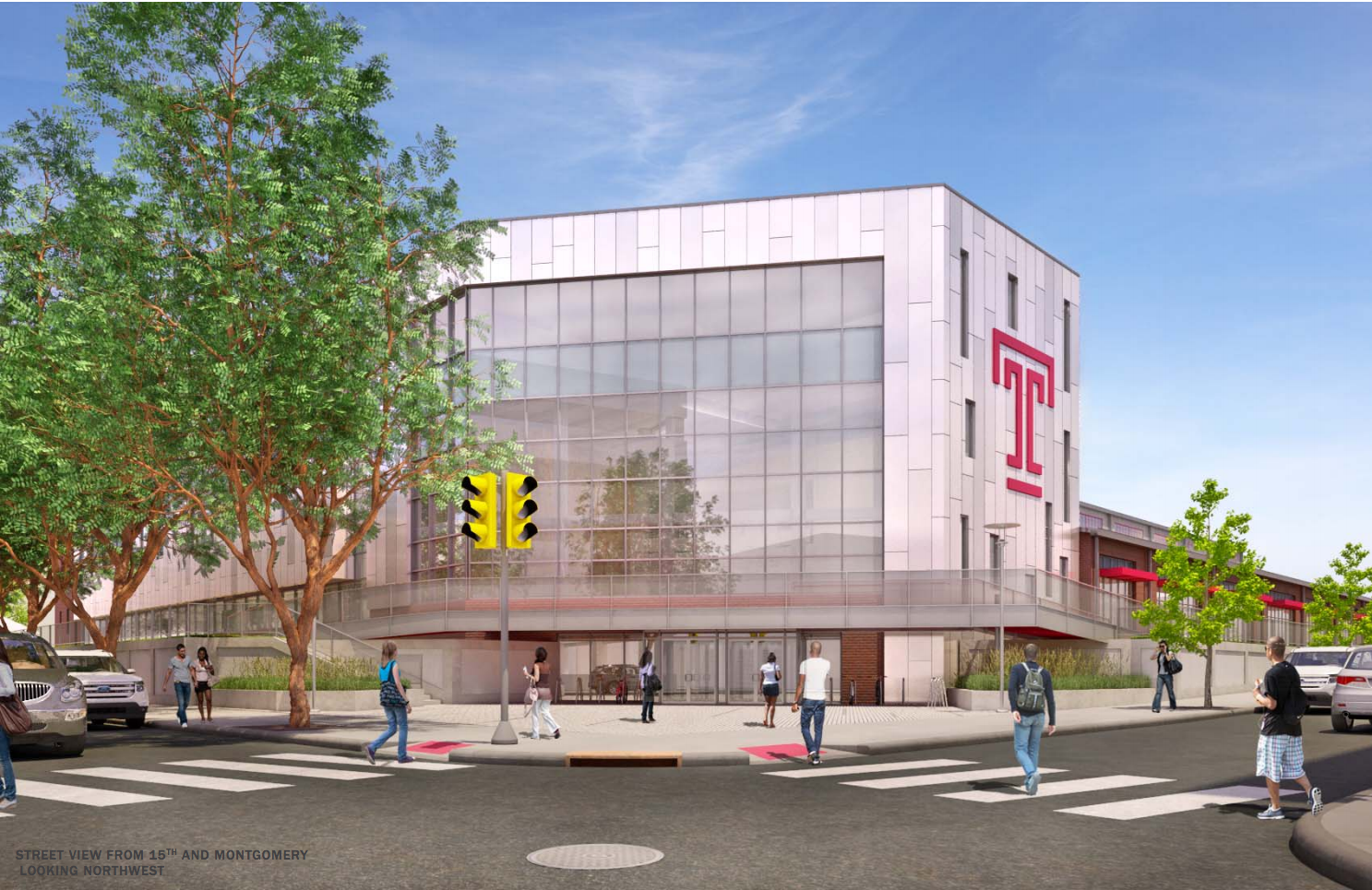 Temple Student Health & Wellness Center - perspective from 15th and Montgomery | Temple University / Moody Nolan, July 2016