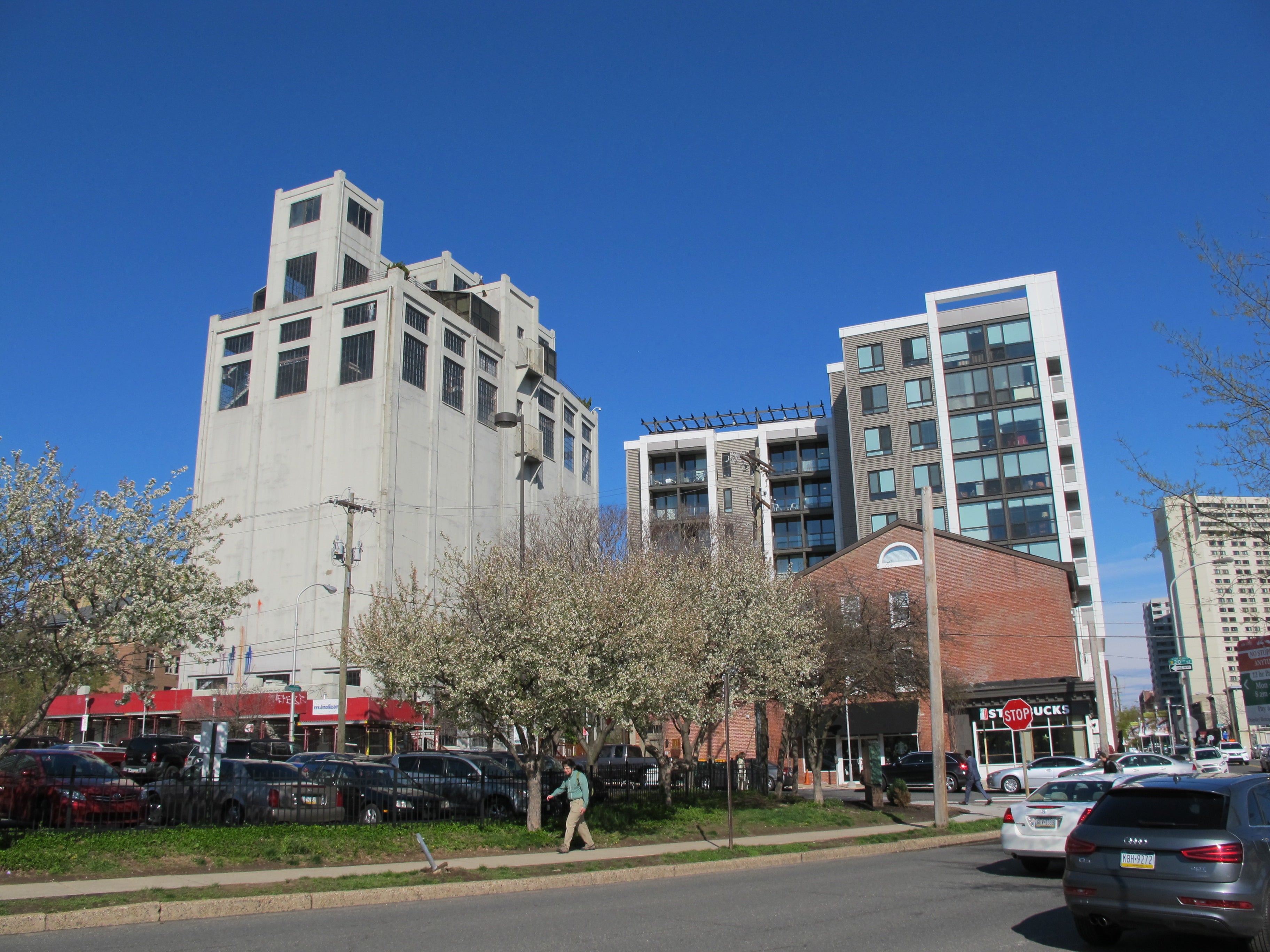 The Granary, at left, was built as a grain elevator.