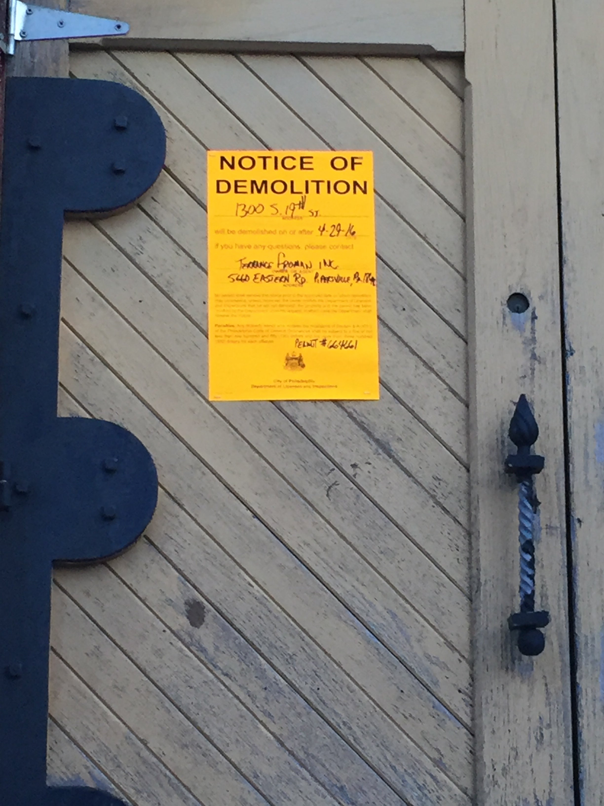 This demolition notice was placed on 19th Street Baptist Church's door in error.