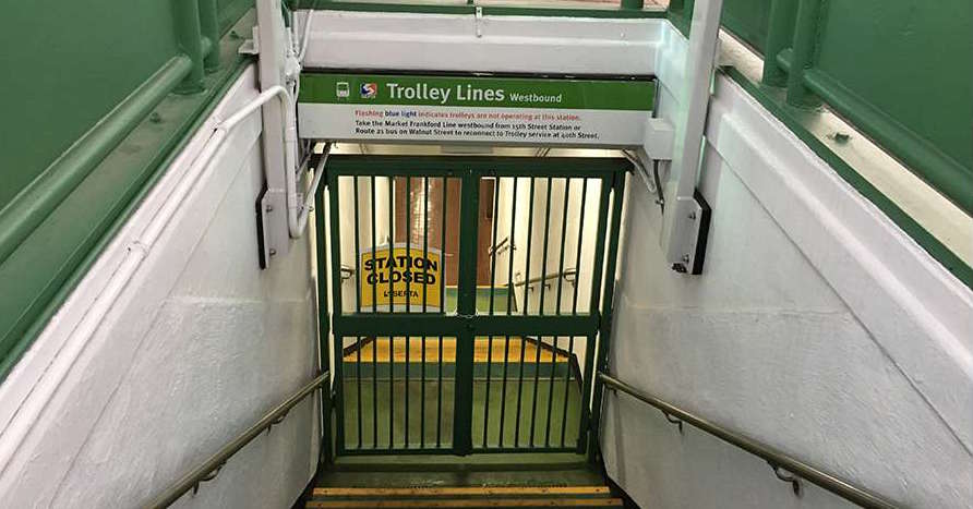 Trolley entrance locked during SEPTA strike, November 1, 2016 | Naomi Starobin / WHYY