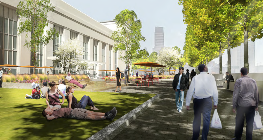 University City District's popular Porch would see continued improvements under the 30th Street Station District Plan