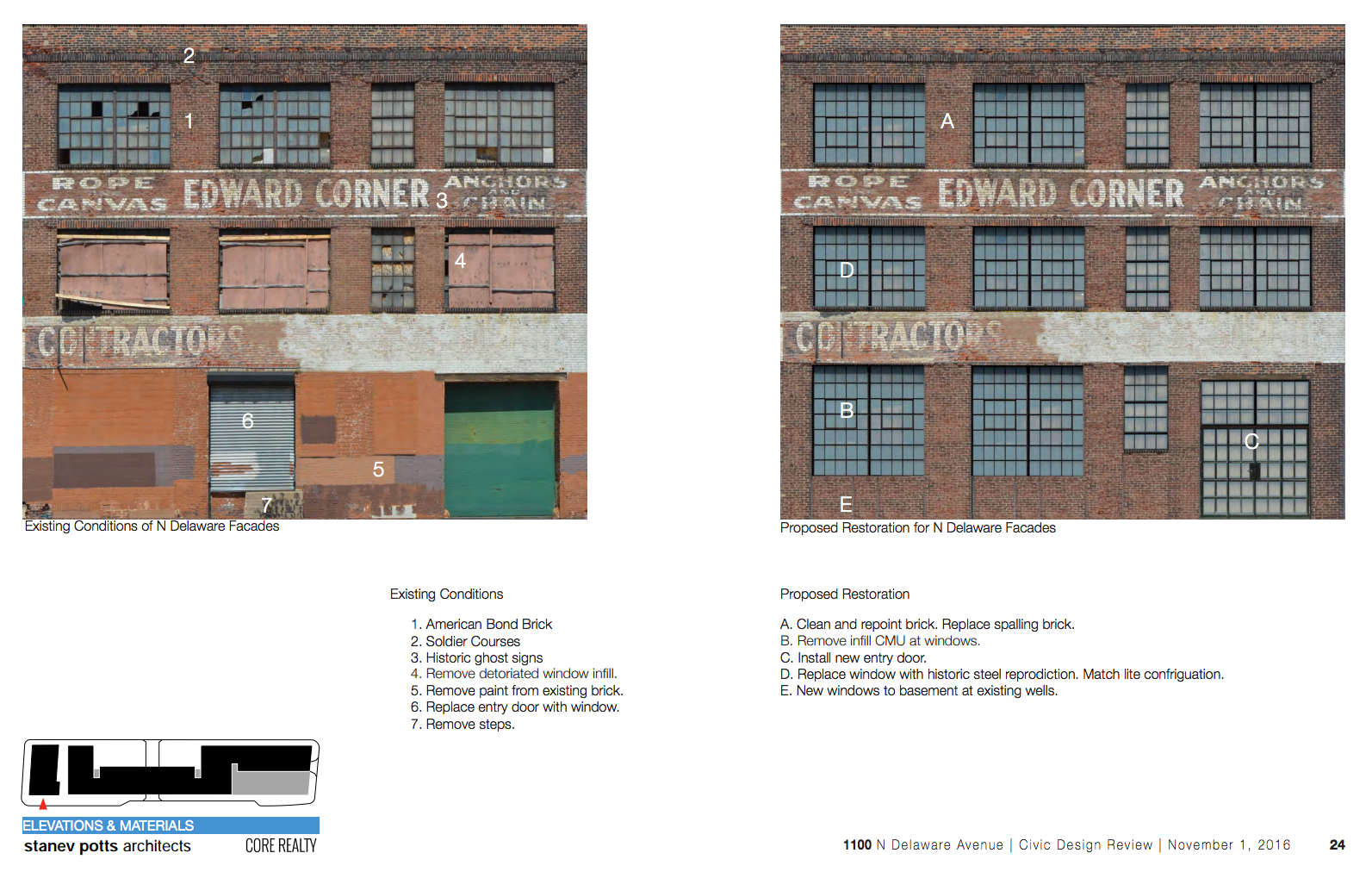 1100 N. Delaware Ave: Restoration of Edward Corner building | Stanev Potts Architects, Nov. 2016 CDR presentation