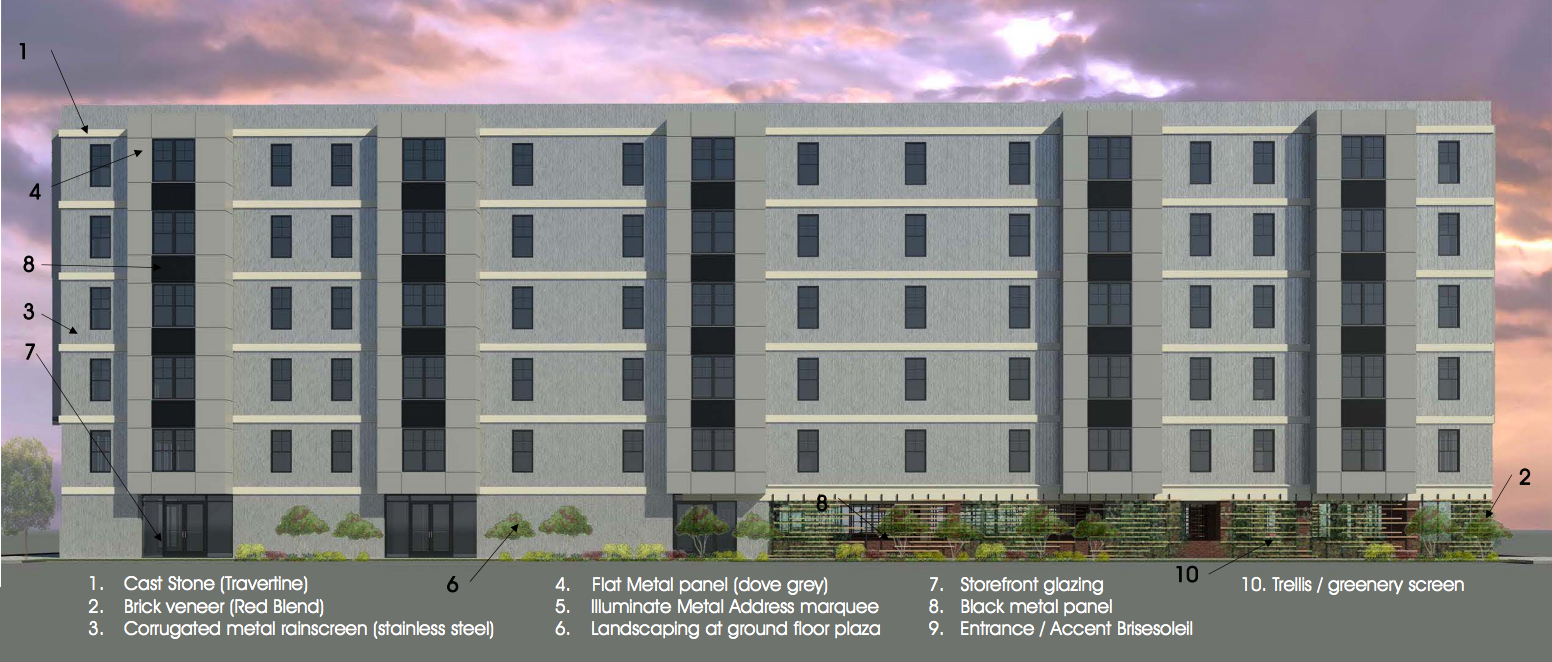 1413-27 Germantown Ave: materials (side elevation) - Civic Design Review April 2017 | KCA