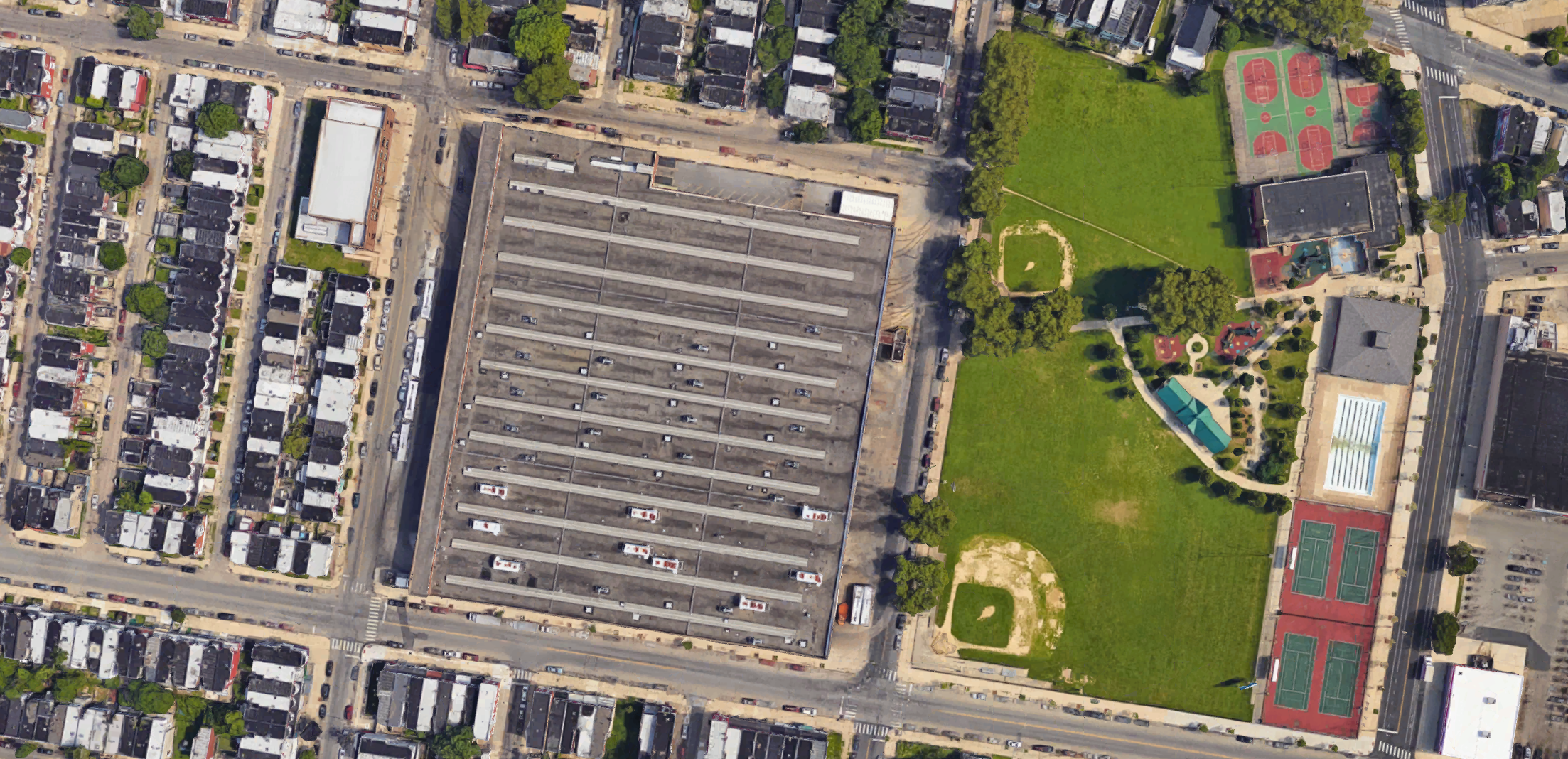 Aerial view of SEPTA's Callowhill facility, 2017 | Google Maps