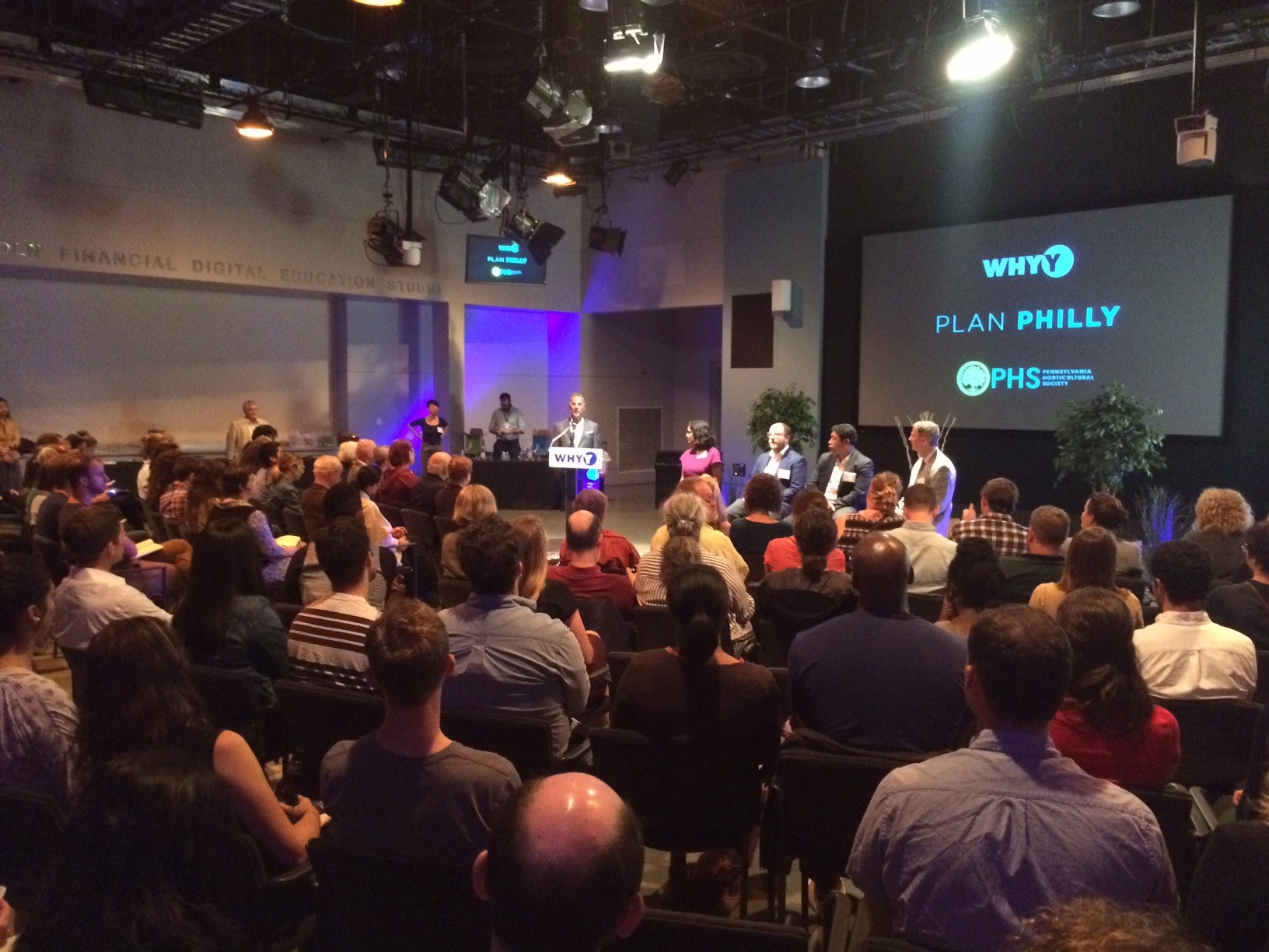 WHYY'S Bill Marrazzo welcomes folks to the PlanPhilly panel on transforming urban spaces. Credit: Catalina Jaramillo/WHYY