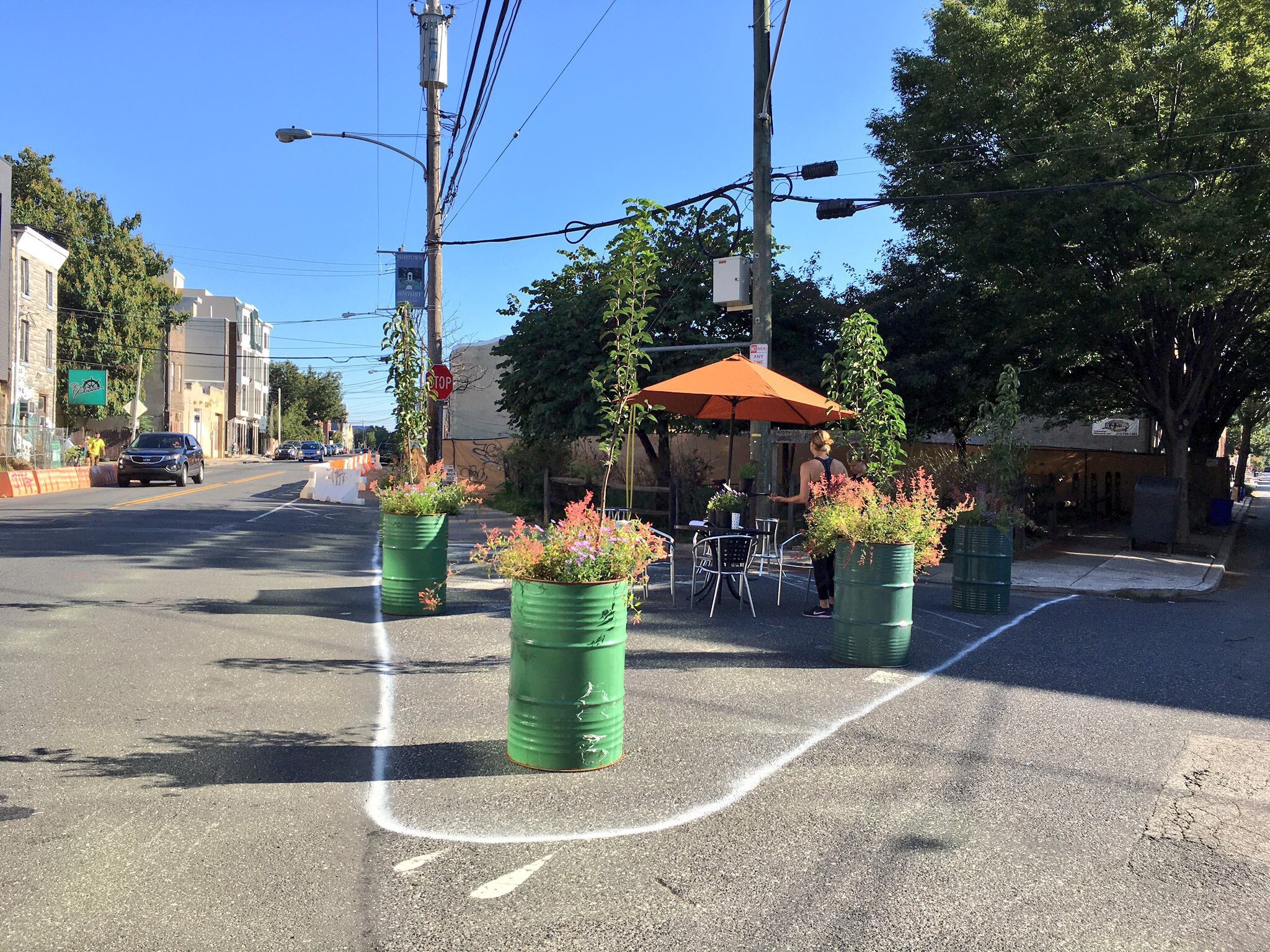 Fishtown Neighbors, Greensgrow, and Johnny Brenda's joined forces at Belgrade and Frankford Ave. to create a pop-up plaza. 