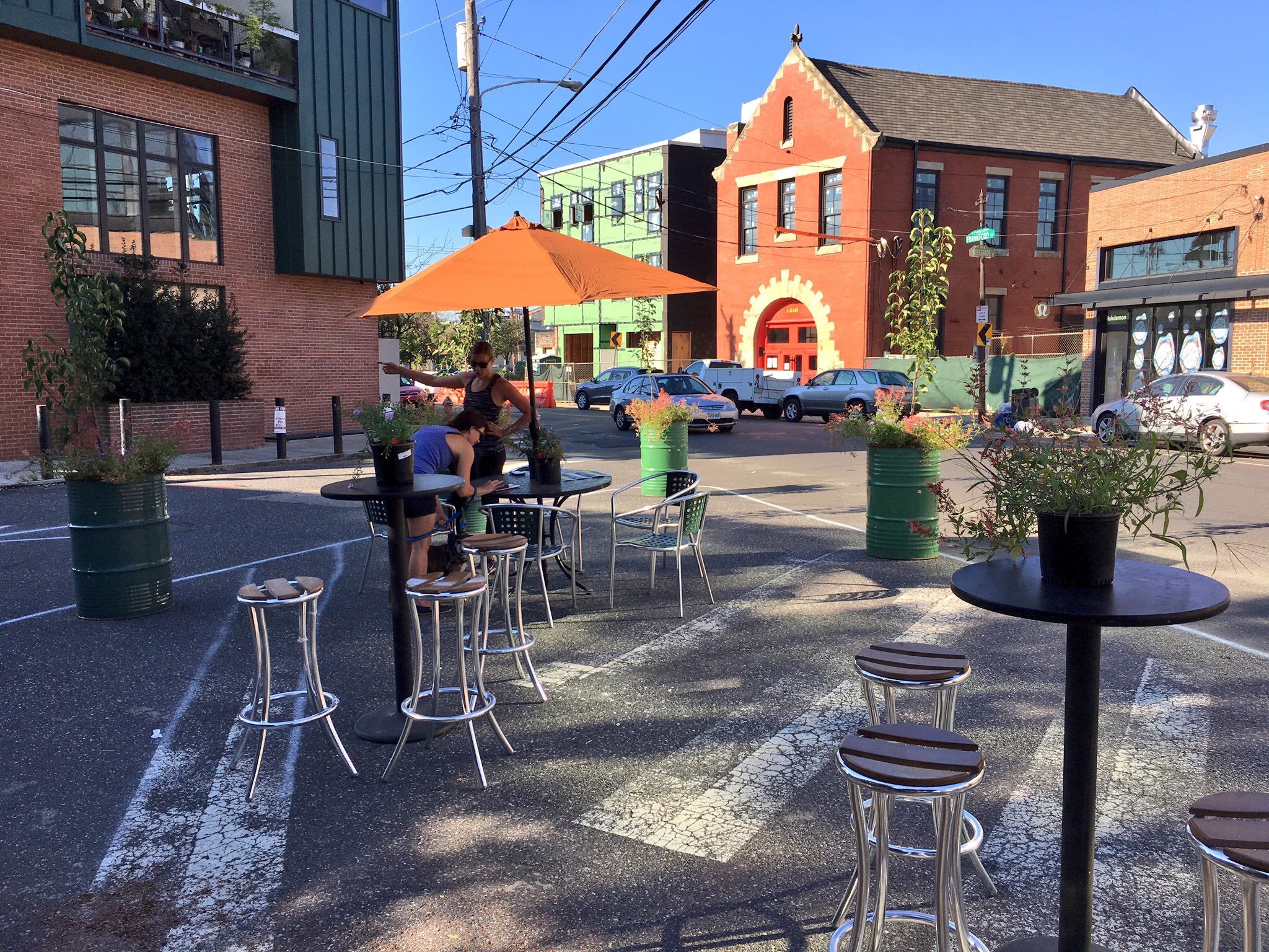 Fishtown Neighbors, Greensgrow, and Johnny Brenda's joined forces at Belgrade and Frankford Ave. to create a pop-up plaza. 