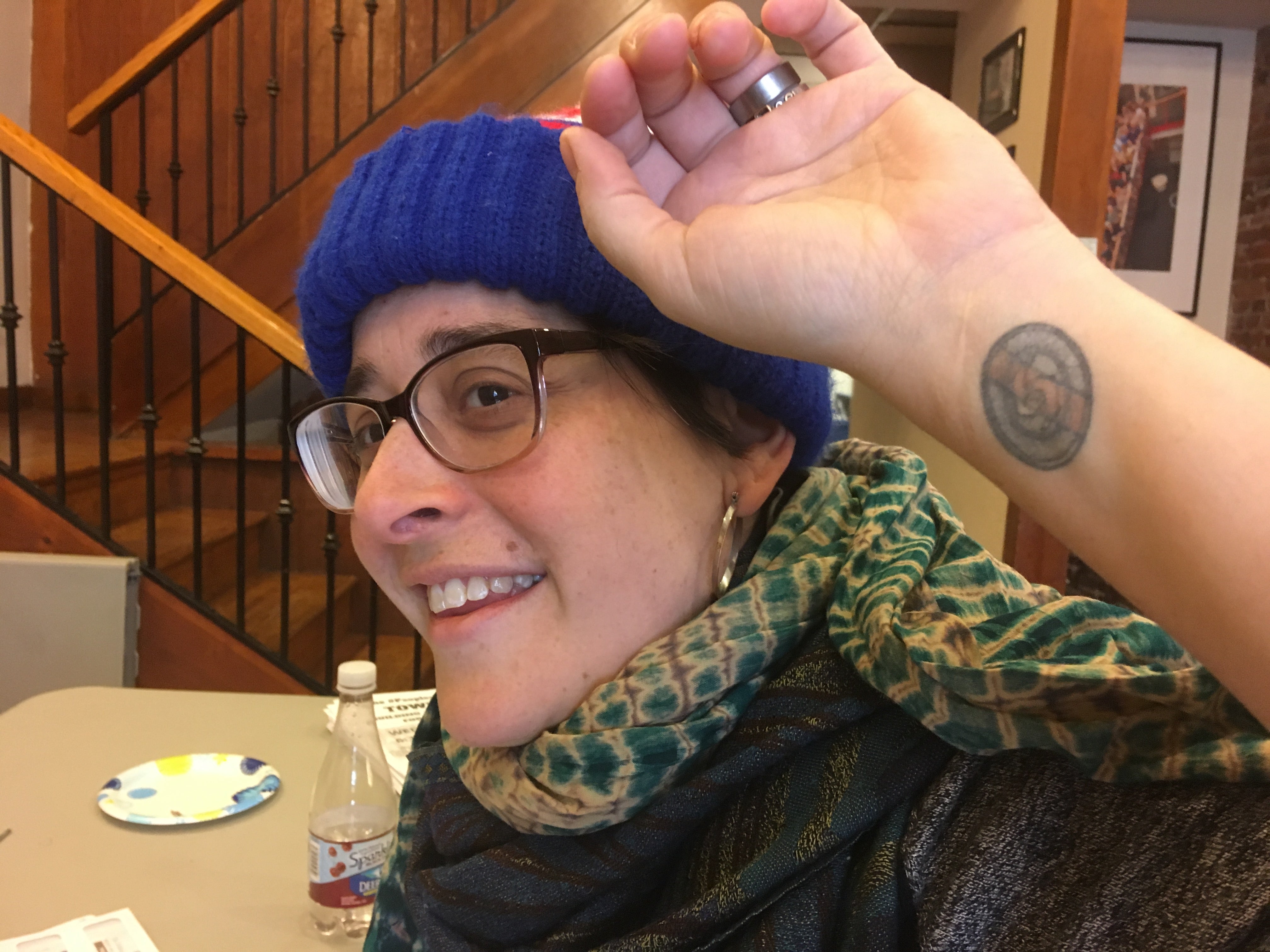 Hannah Sassman shows off her SEPTA Token Tattoo