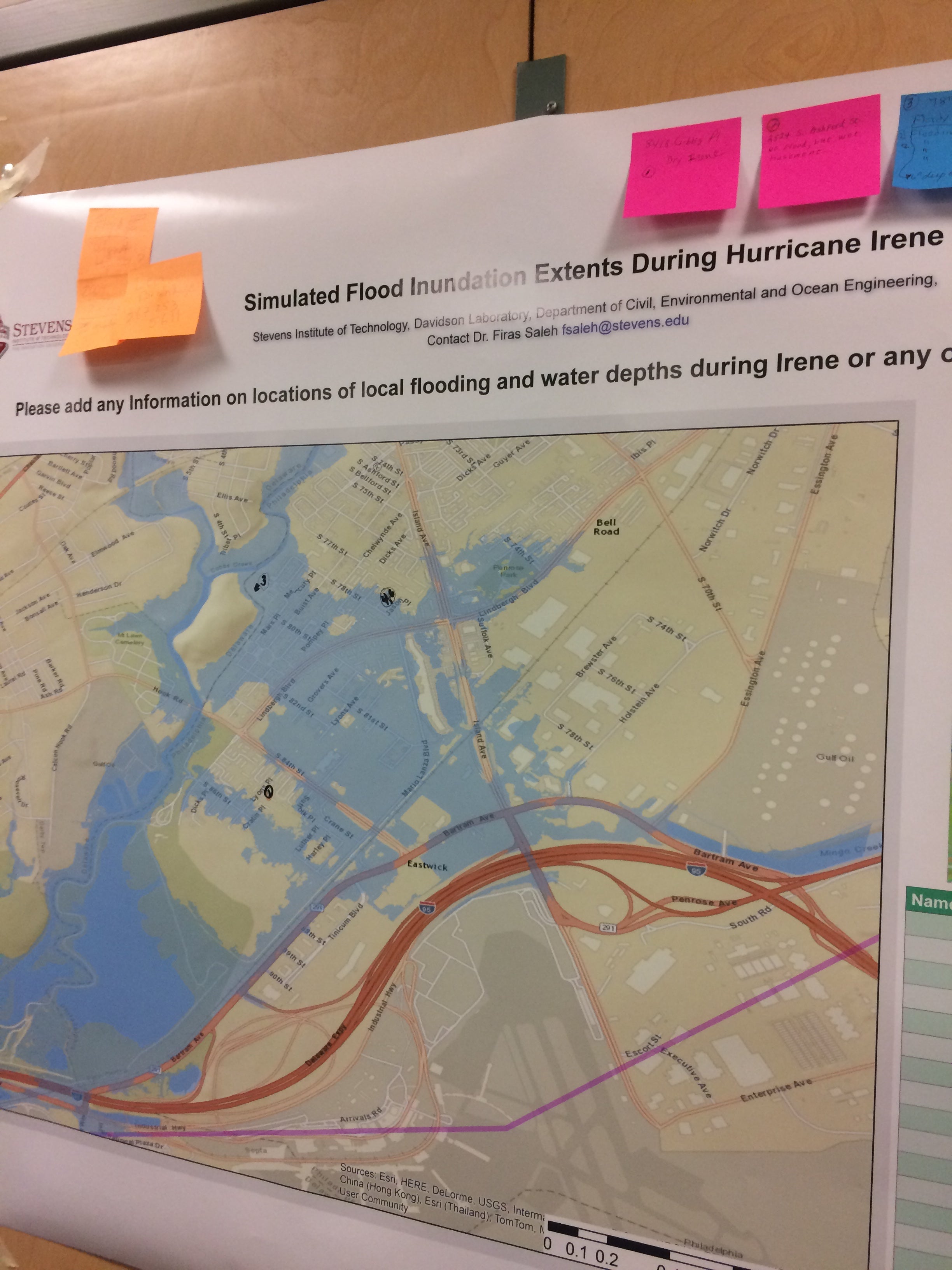 Simulated extent of flood extents during Hurricane Irene 