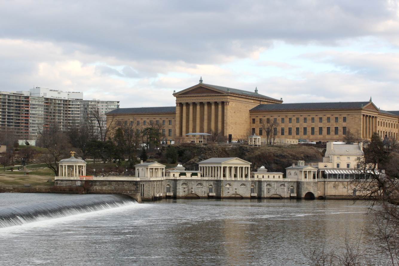 James Turrell's proposed Skyspace, situated directly in front of the Art Museum's columns 