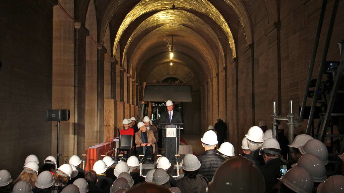 Jim Kenney speaks at Philadelphia Museum of Art groundbreaking, March 30, 2017 | Emma Lee / WHYY