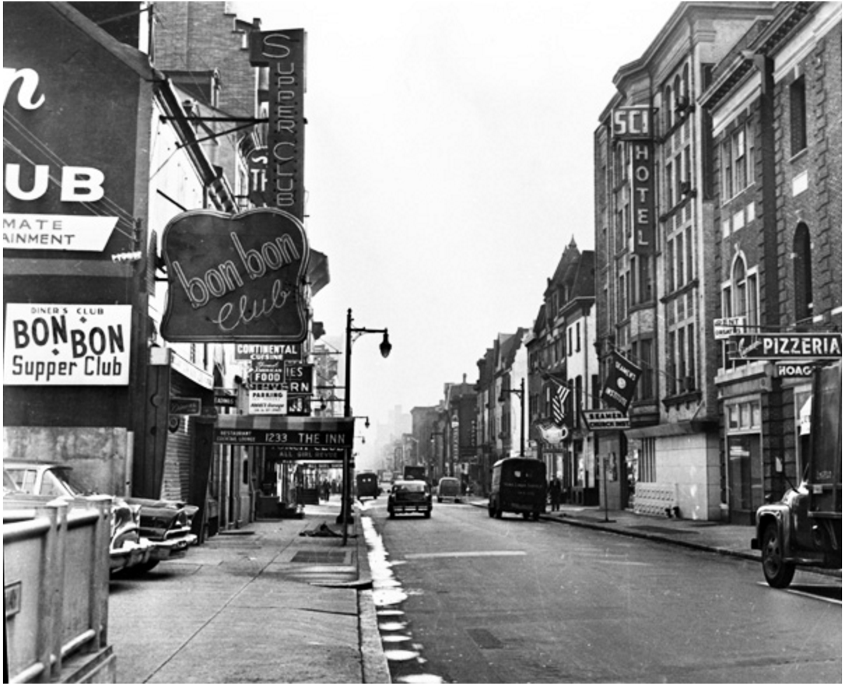 Locust Street, east from 13th, 1959 | Department of Records via PhillyHistory.org