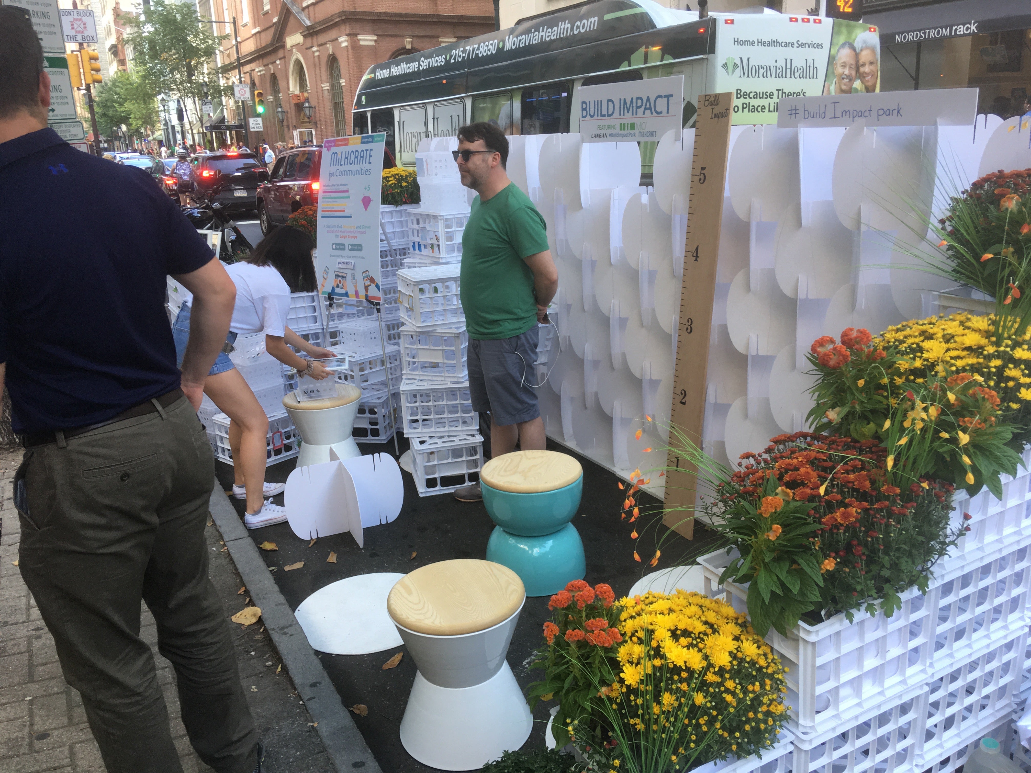 Milkcrate, MIO, and Langan Engineering built their Build Impact Park(ing) Day pop-up at 17th and Chestnut together