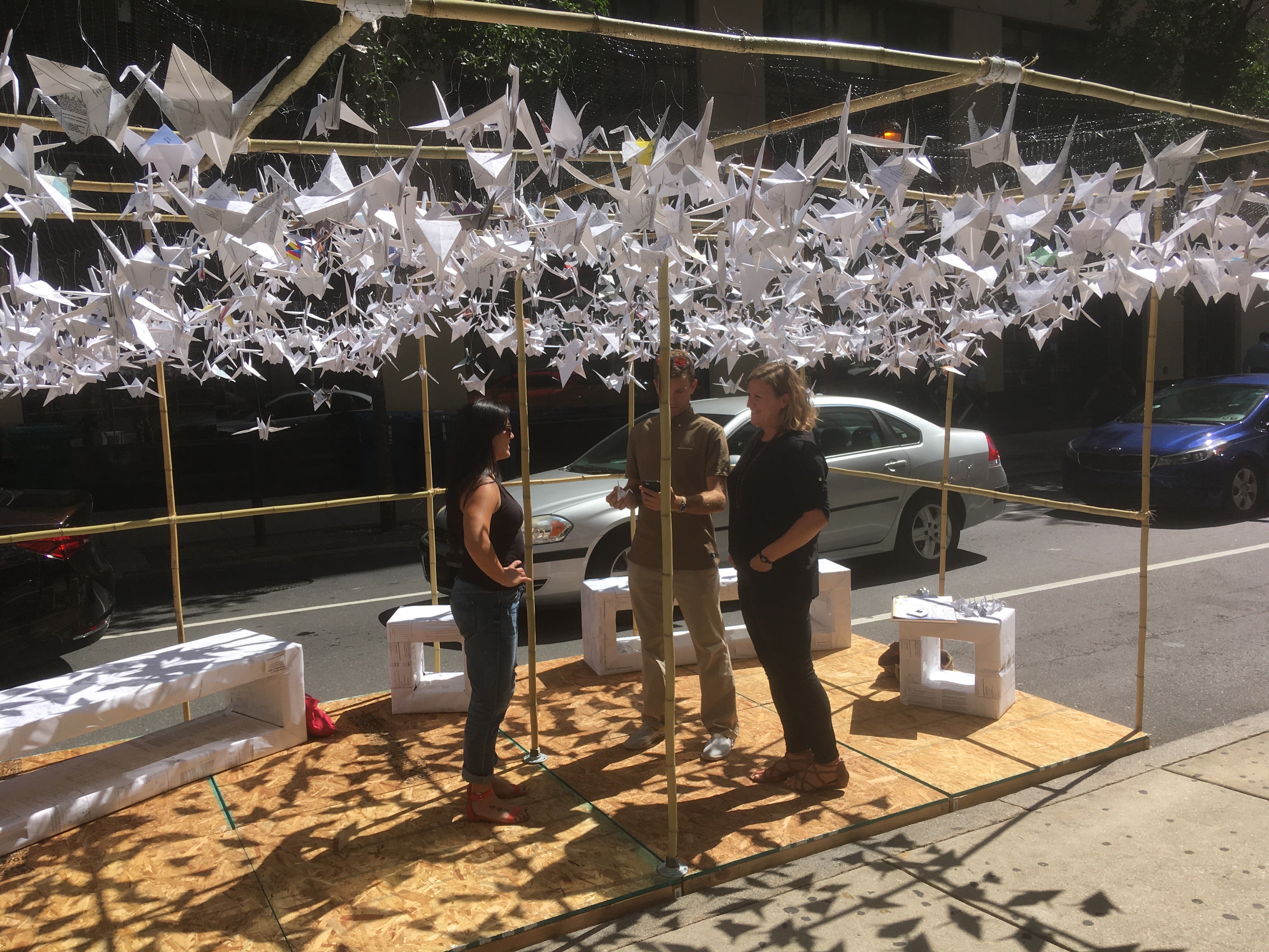 Park(ing) Day brought a different kind of crane to Center City, courtesy of SMP Architect's installation at 16th and Chestnut