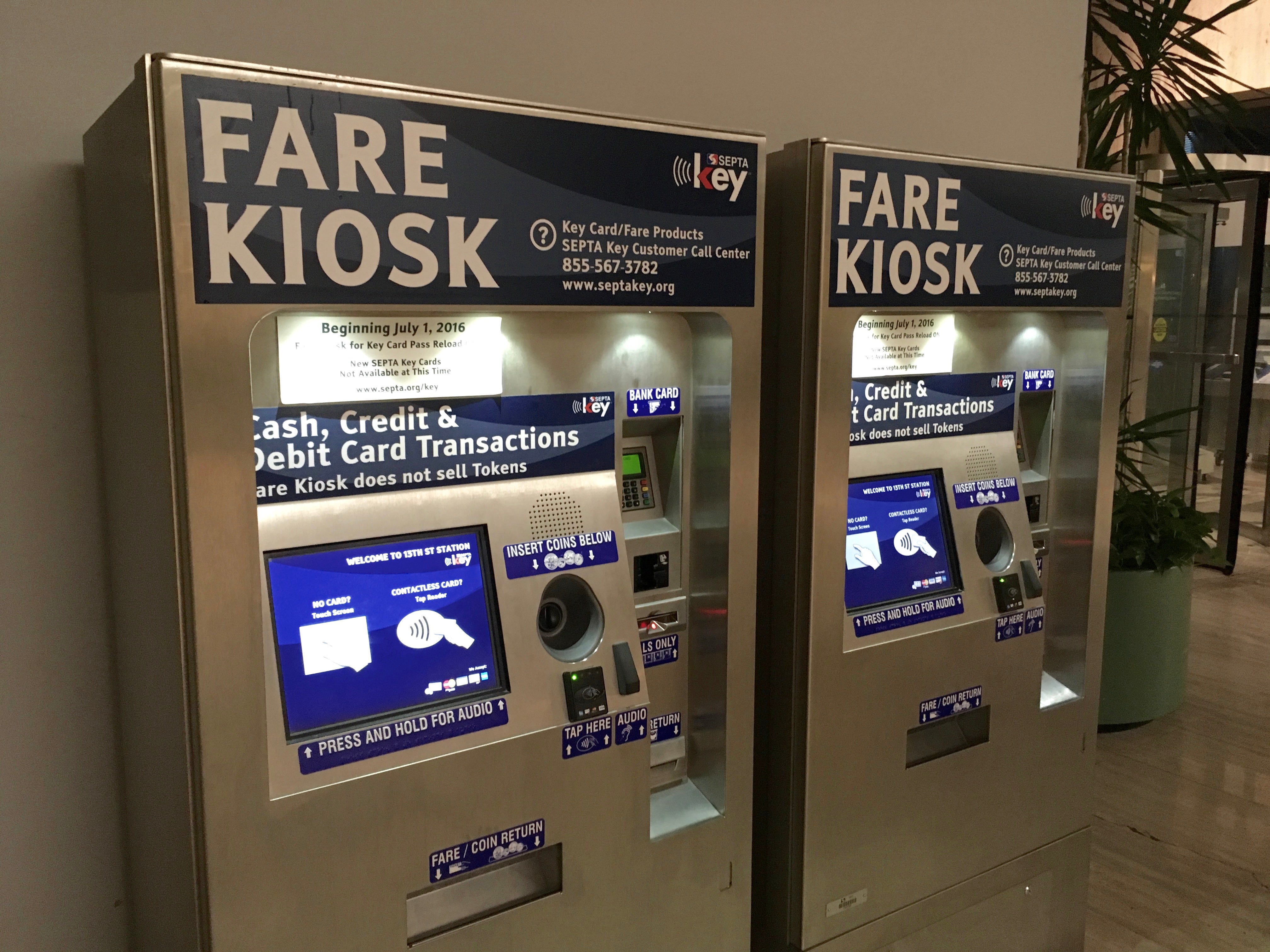 SEPTA Key fare kiosks at 1234 Market